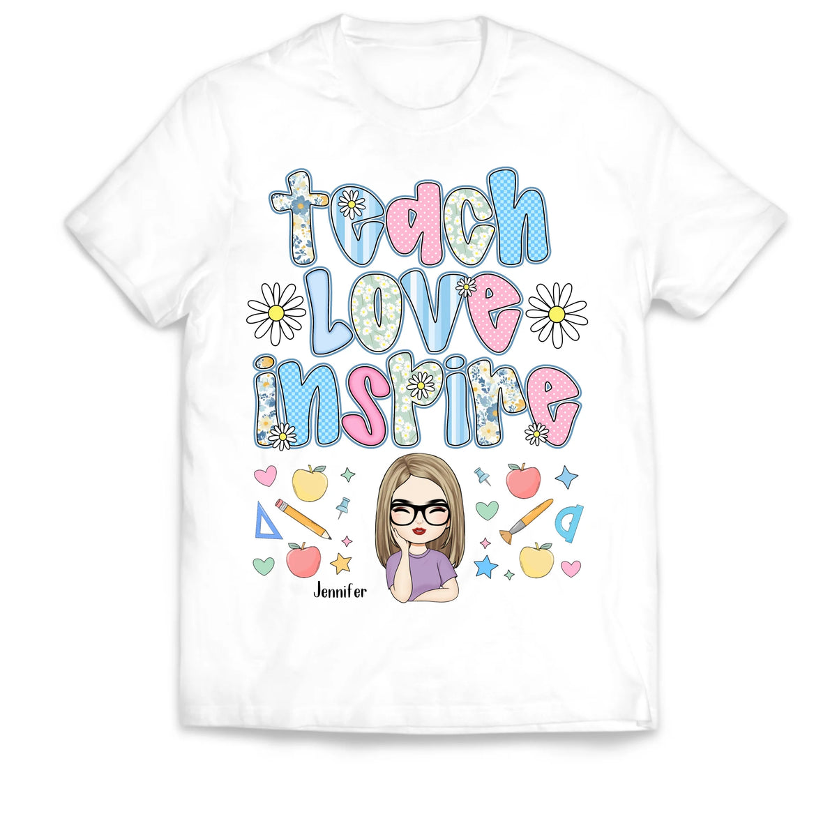 Teacher Love Inspire - Personalized Tshirt, Back To School Gift, Lovely Shirt For Teacher