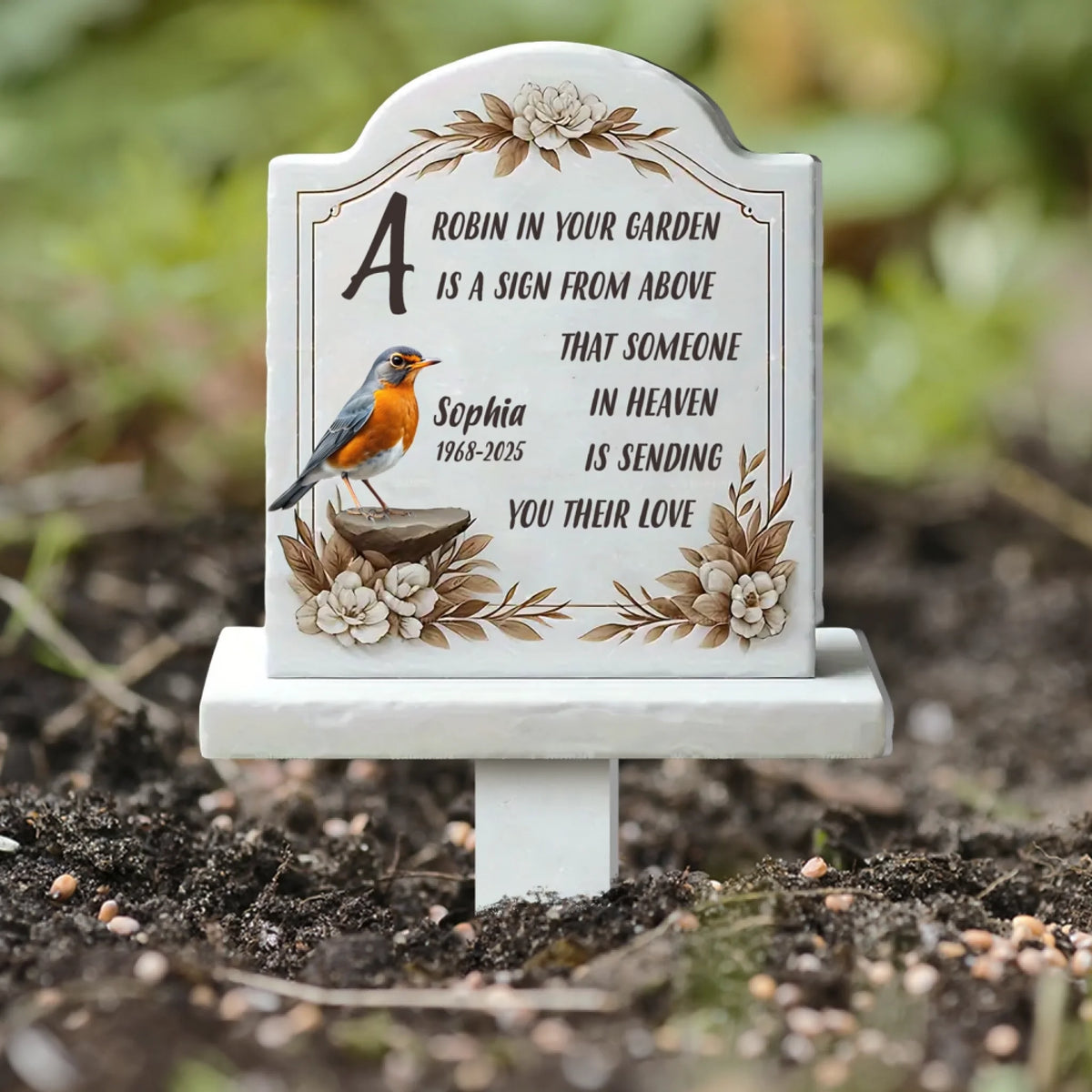 A Robin In The Garden - Personalized Plaque Stake, Memorial Gift For Loss Of Loved One