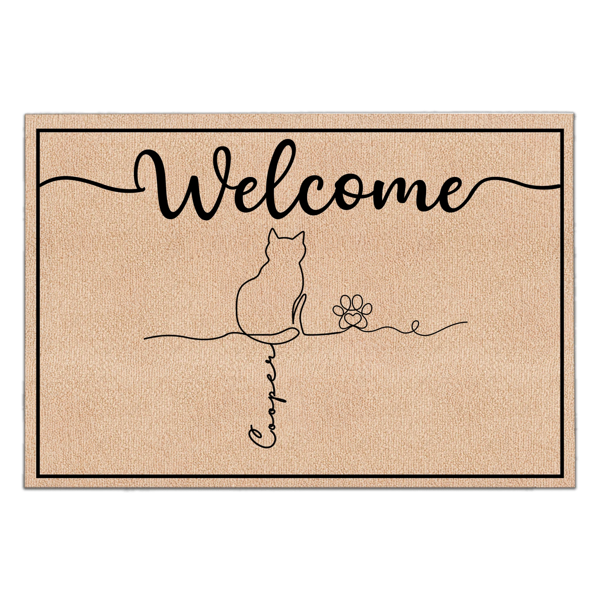 Welcome, Hope You Like Cats - Personalized Doormat, Cute Cat Line Art, Home Decor Gift For Cat Lovers