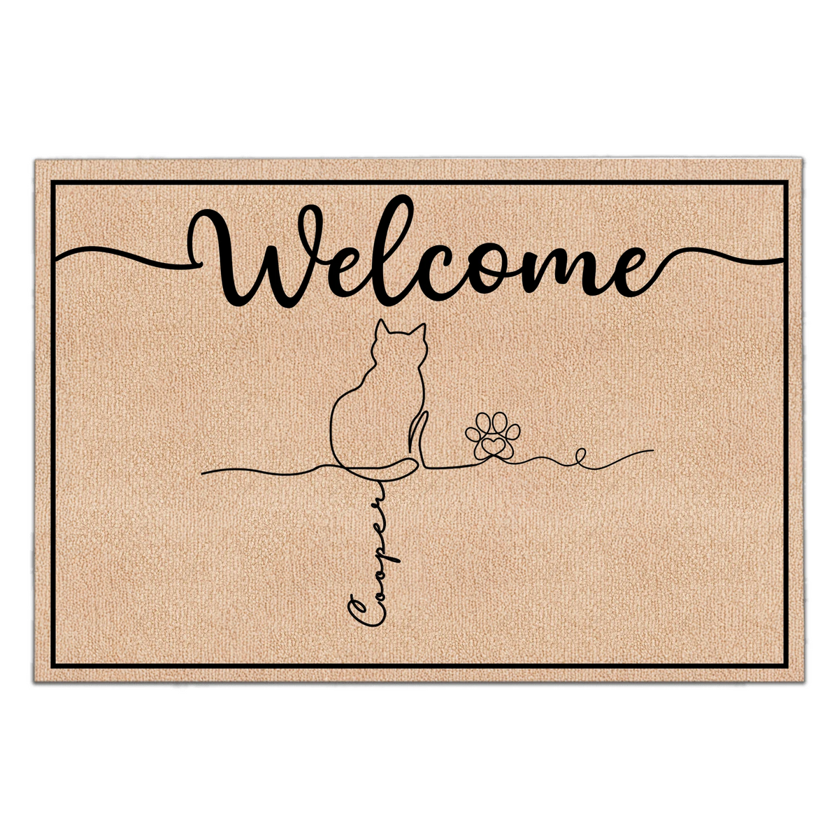 Welcome, Hope You Like Cats - Personalized Doormat, Cute Cat Line Art, Home Decor Gift For Cat Lovers