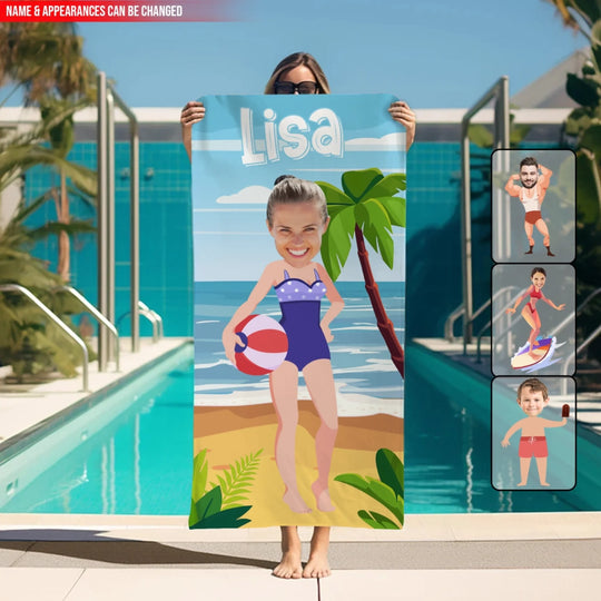 Swimwear Photo Family - Personalized Beach Towel, Funny Gift For Family