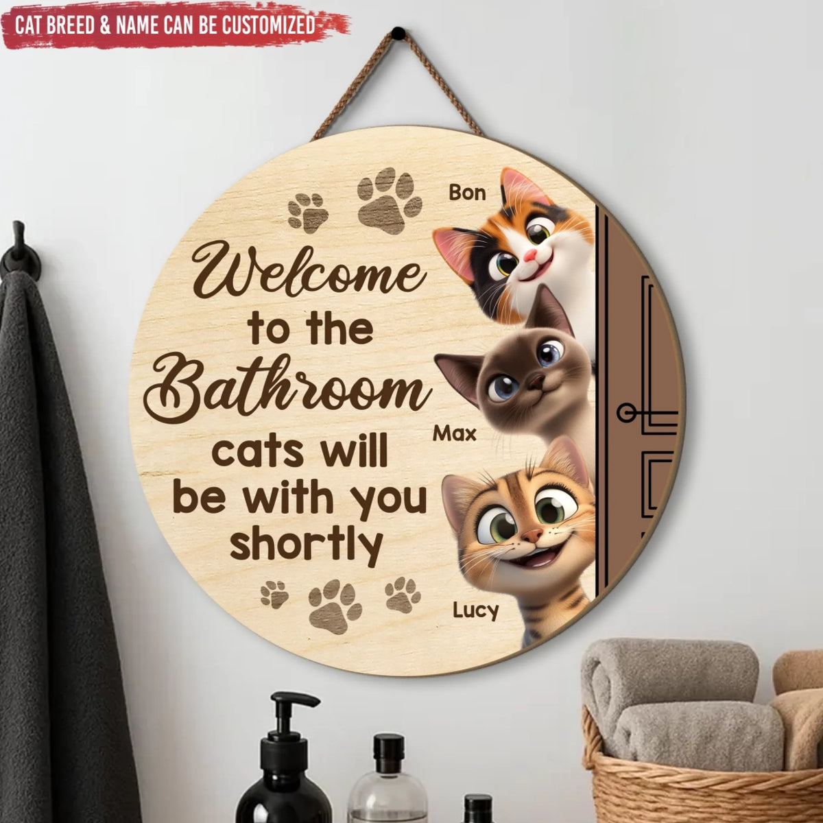 cat lover, welcome sign, door hanger, welcome classic cap, Personalized classic cap, wood sign,Personalized sign,gifts for cat lovers,cat
