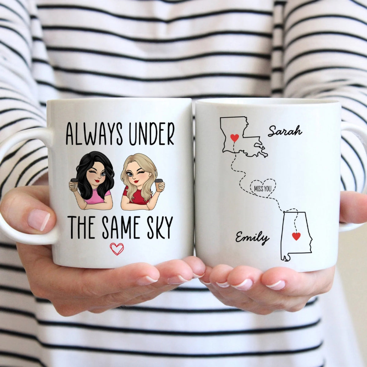 Always Under The Same Sky - Personalized Mug, Friendship Gift, Mug For Long Distance Bestie