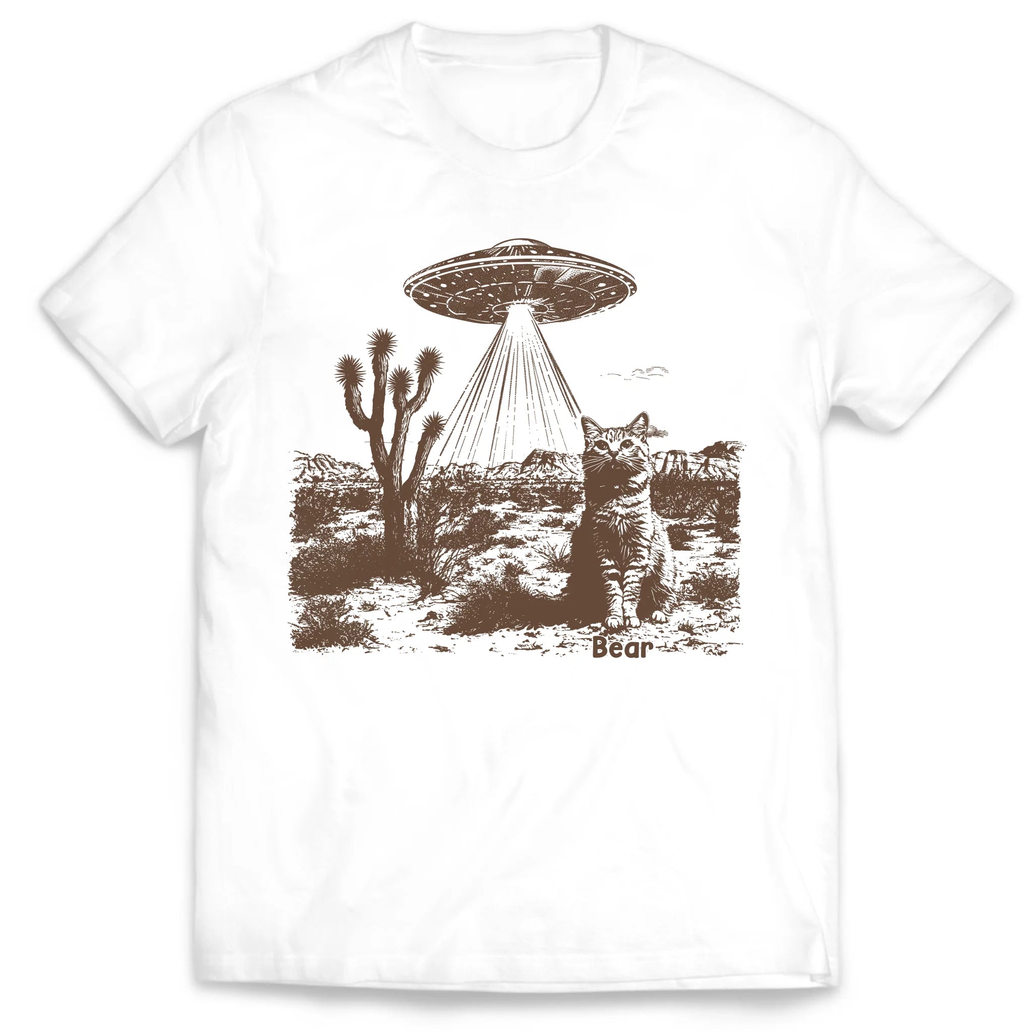 UFO Cowboy Cat - Personalized T-Shirt, Funny Gift For Cat Lovers