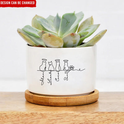 Cat Line Never Forgotten - Personalized Plant Pot, Gift For Cat Lover, Cat Memorial Planter, Cat Line Never Forgotten