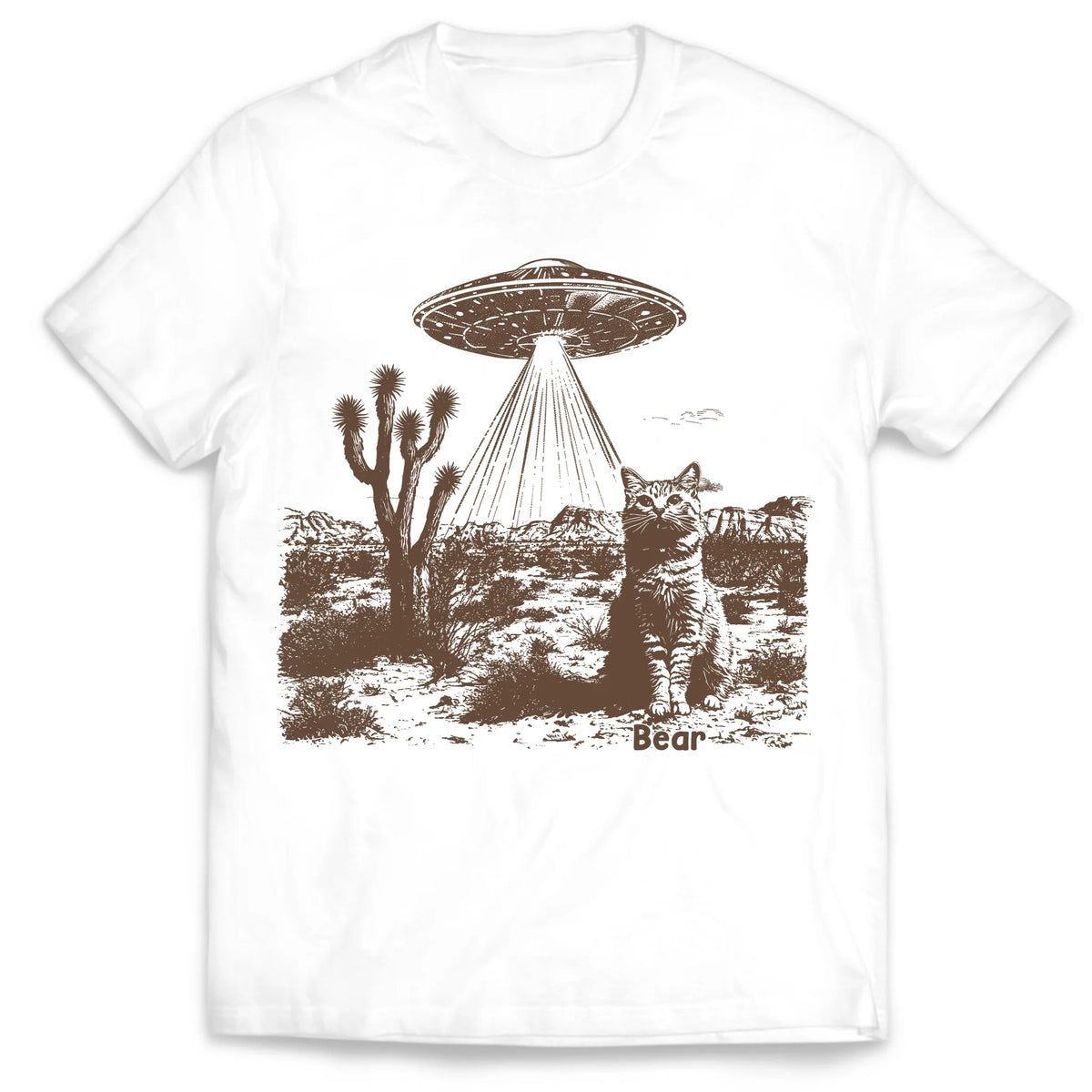UFO Cowboy Cat - Personalized T-Shirt, Funny Gift For Cat Lovers
