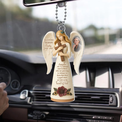 Angels Are Always Near To Those Who Are Grieving - Personalized Acrylic Car Hanger, Angel Religion Faith Gift, Memorial Sympathy Gift
