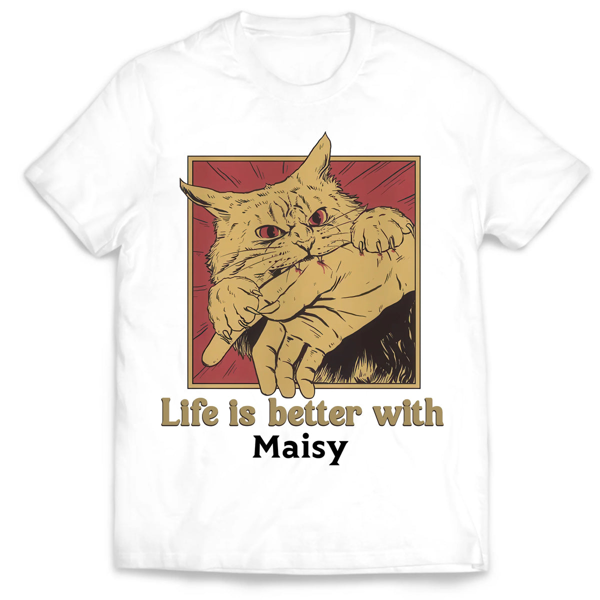 Life Is Better With Cat - Personalized Tshirt, Gift For Cat Lover, Cat Bite Shirt