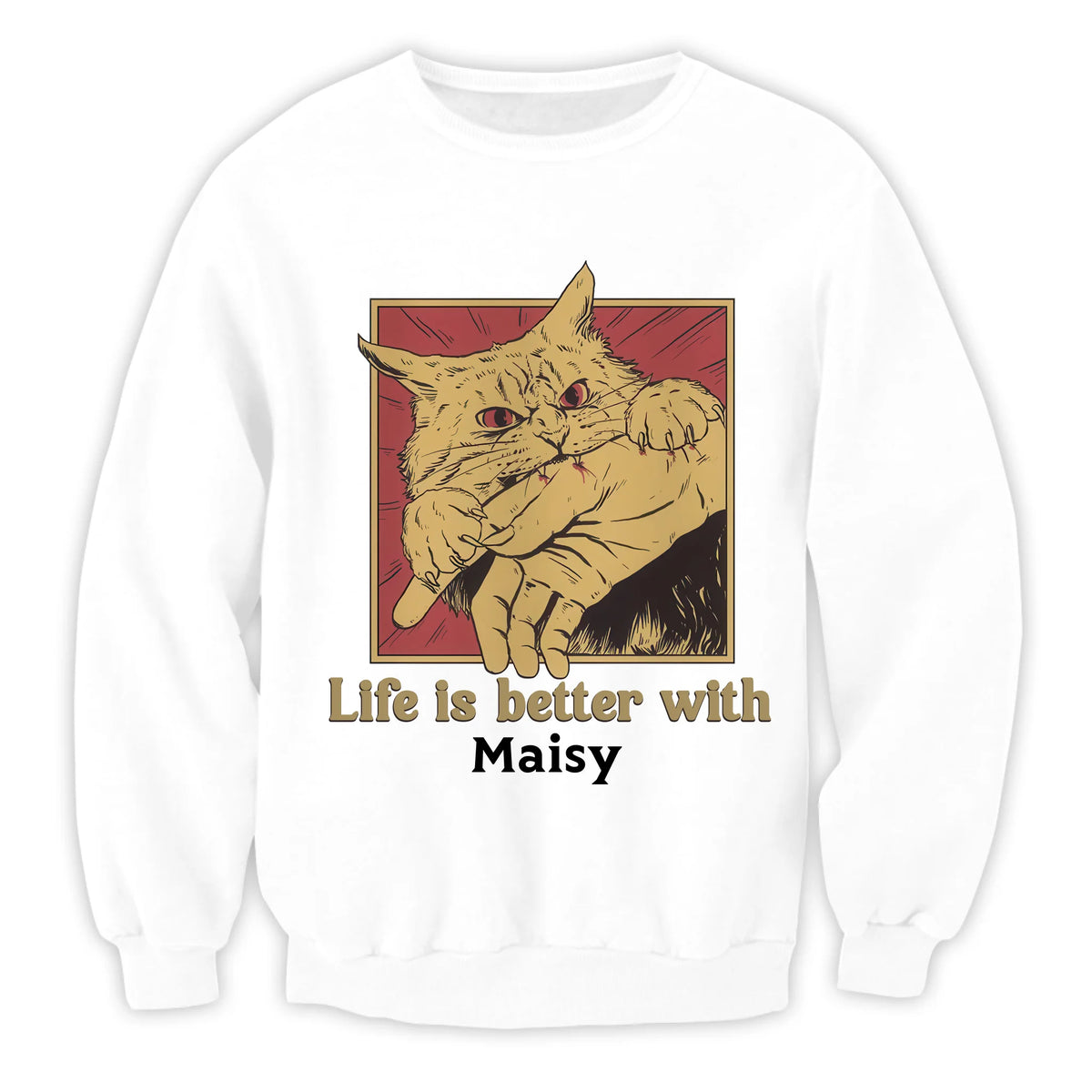 Life Is Better With Cat - Personalized Tshirt, Gift For Cat Lover, Cat Bite Shirt