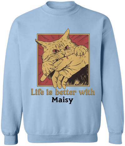 Life Is Better With Cat - Personalized Tshirt, Gift For Cat Lover, Cat Bite Shirt