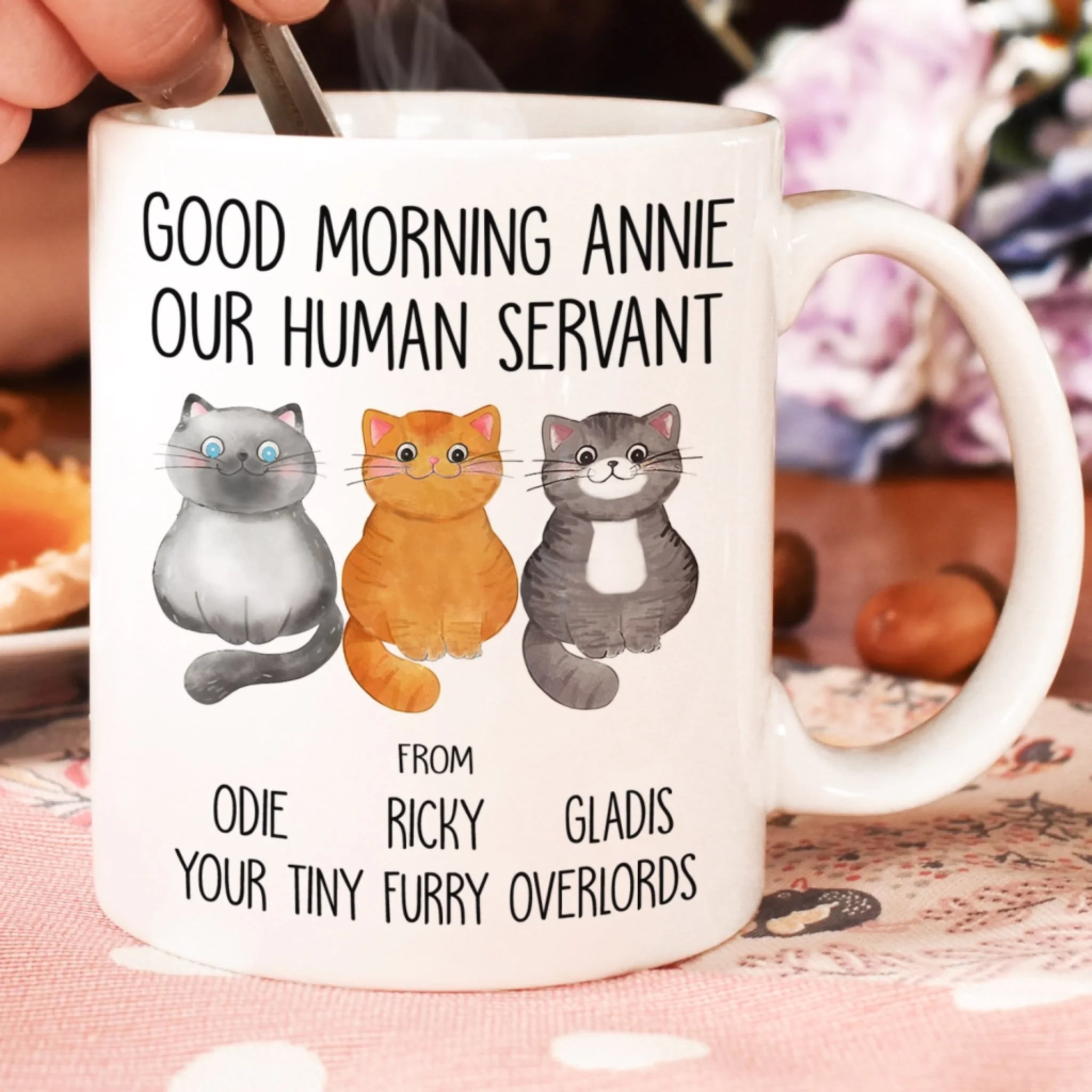 Personalized Funny Black Cat Mug Good Morning Human Servant Your Tiny Furry Overlord Mug Gift For Cat Lover, Cat Dad, Cat Mom Pet Lover Gift - Ireland
