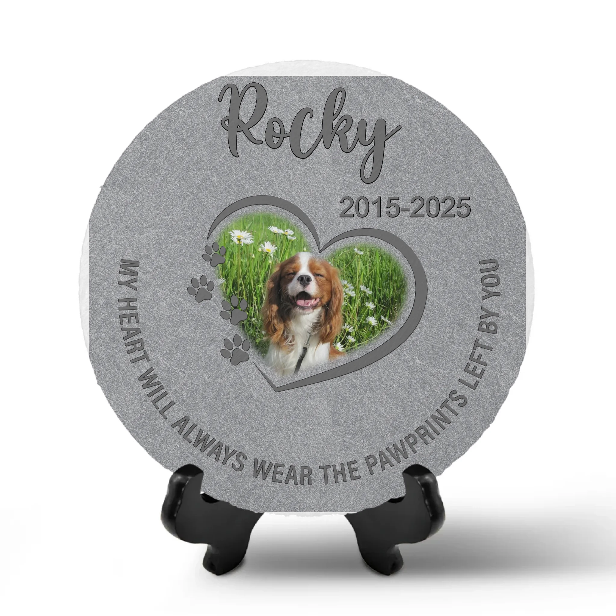 My Heart Will Always Wear The Pawprints Left By You - Personalized Memorial Stone, Memorial Gift