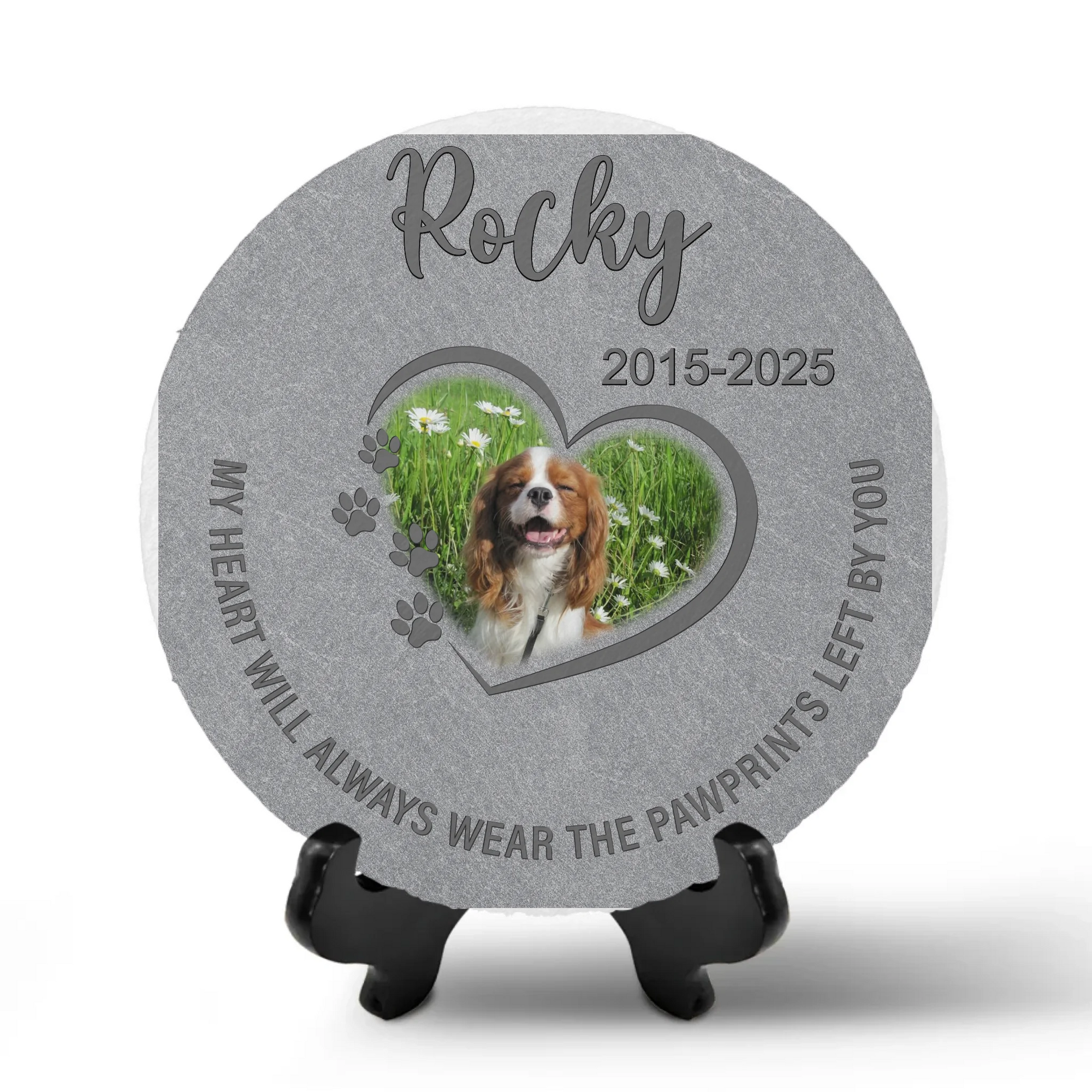 My Heart Will Always Wear The Pawprints Left By You - Personalized Memorial Stone, Memorial Gift