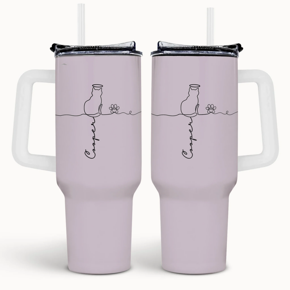Adorable Cats Line Art - Personalized Tumbler 40oz, Gift for Cat Mom/Cat Dad, Cat Lover's Gift