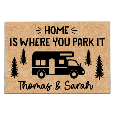 Home Is Where You Park It - Personalized Doormat, Camper Doormat, Gift For Camping Lover