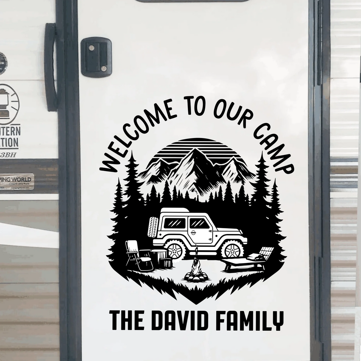 Welcome To Our Camp - Personalized Decal, Campervan Decor, Gift For Camper