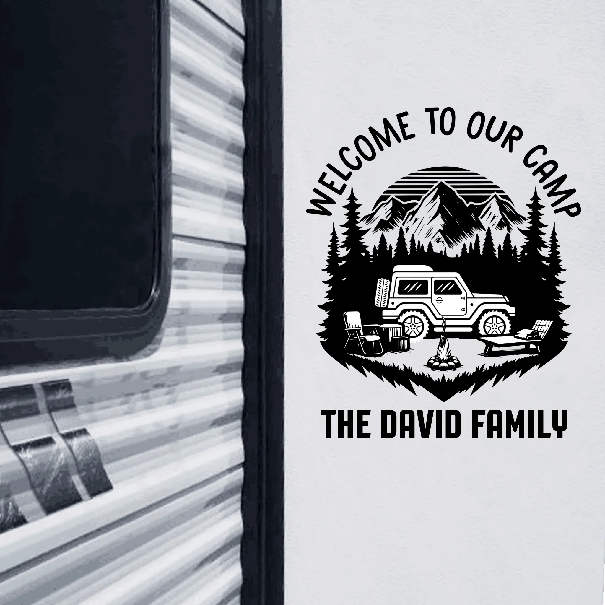 Welcome To Our Camp - Personalized Decal, Campervan Decor, Gift For Camper