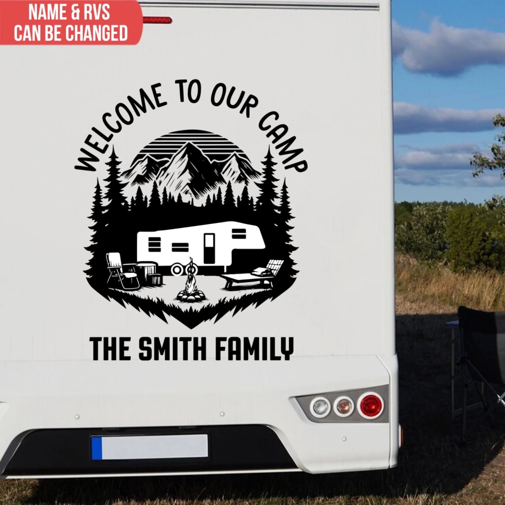 Welcome To Our Camp - Personalized Decal, Campervan Decor, Gift For Camper