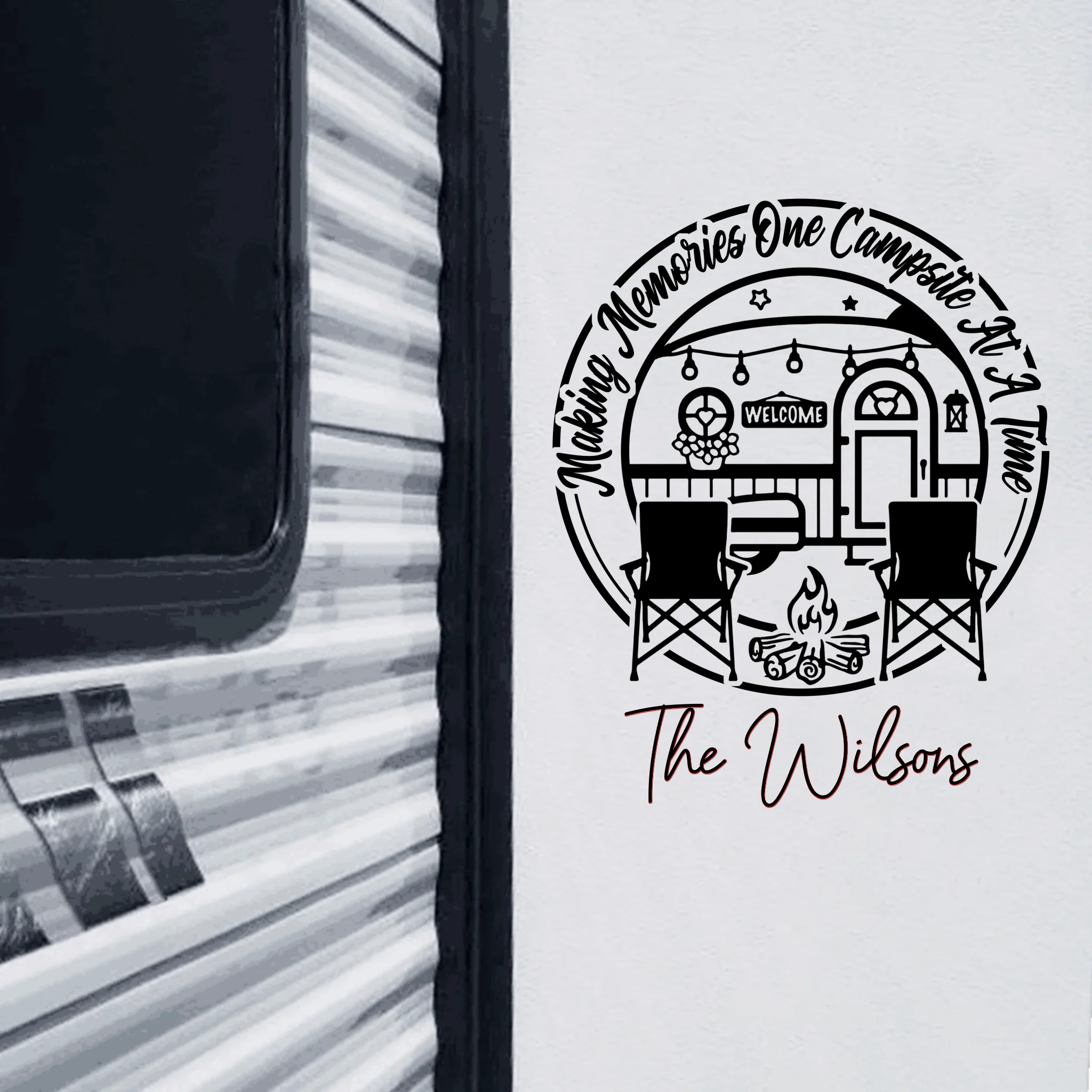 Happy Campers Making Memories One Campsite At A Time - Personalized Decal, Gift For Camping Lovers