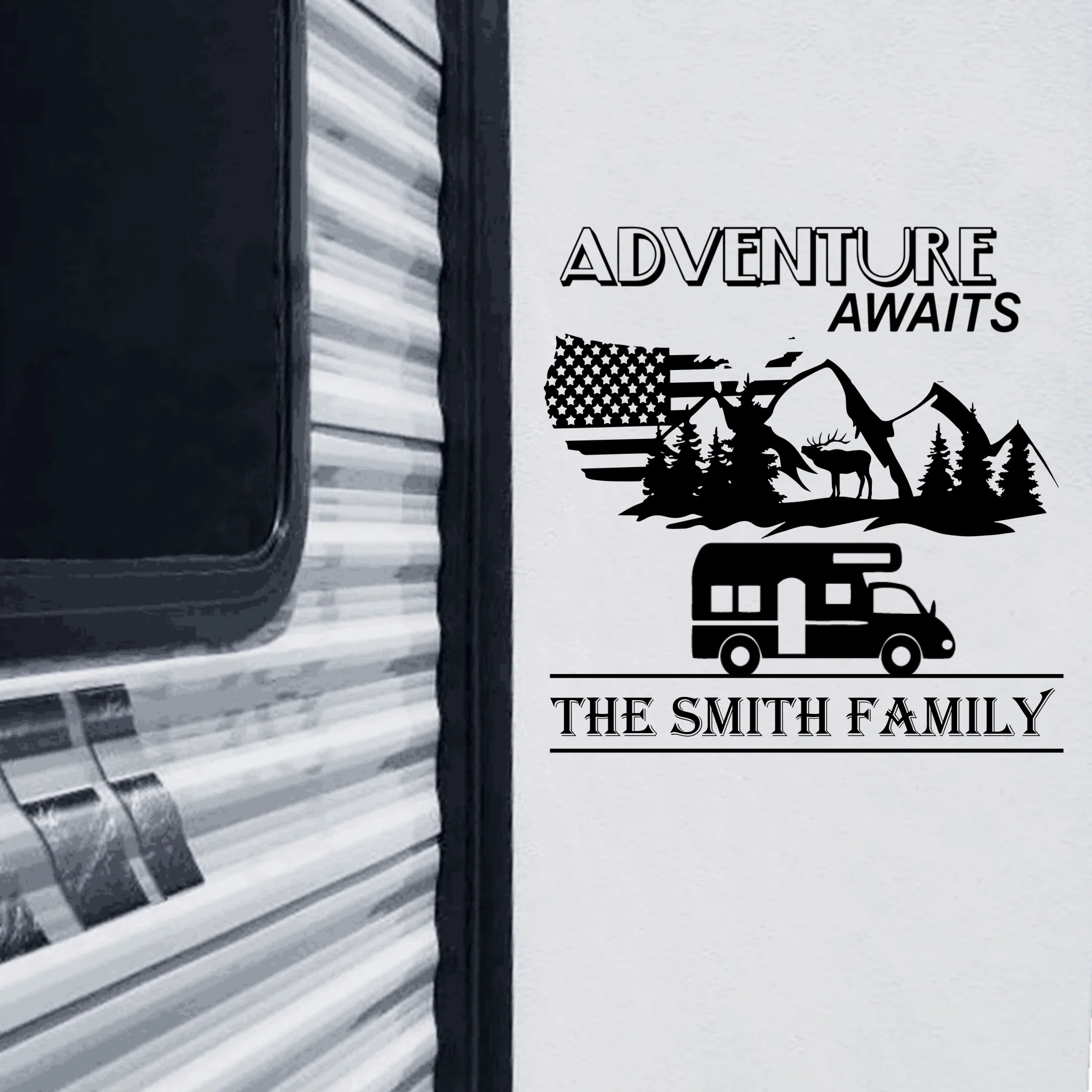 Adventure Awaits - Personalized Decal, Rvs Decor, Gift For Camping Lover