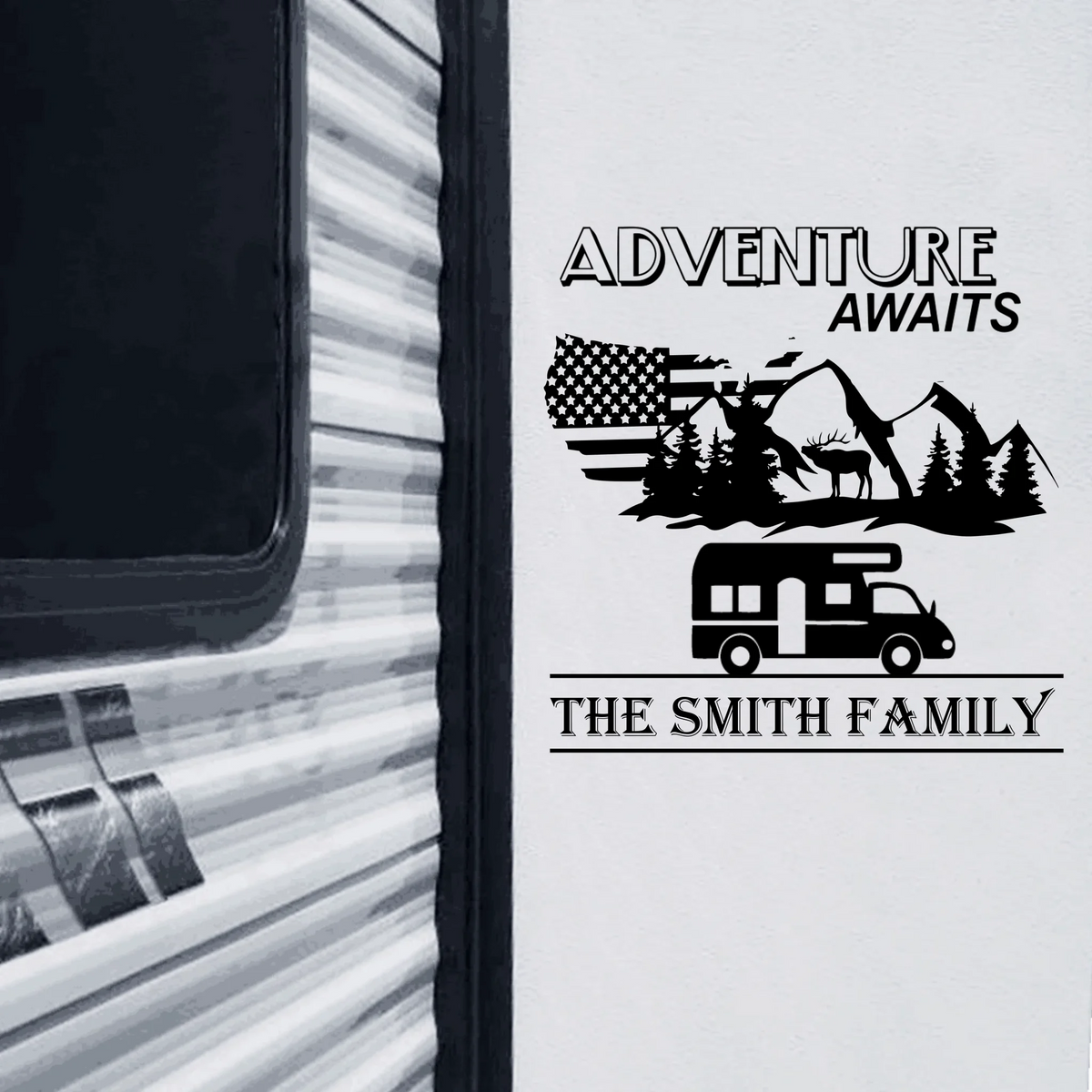 Adventure Awaits - Personalized Decal, Rvs Decor, Gift For Camping Lover