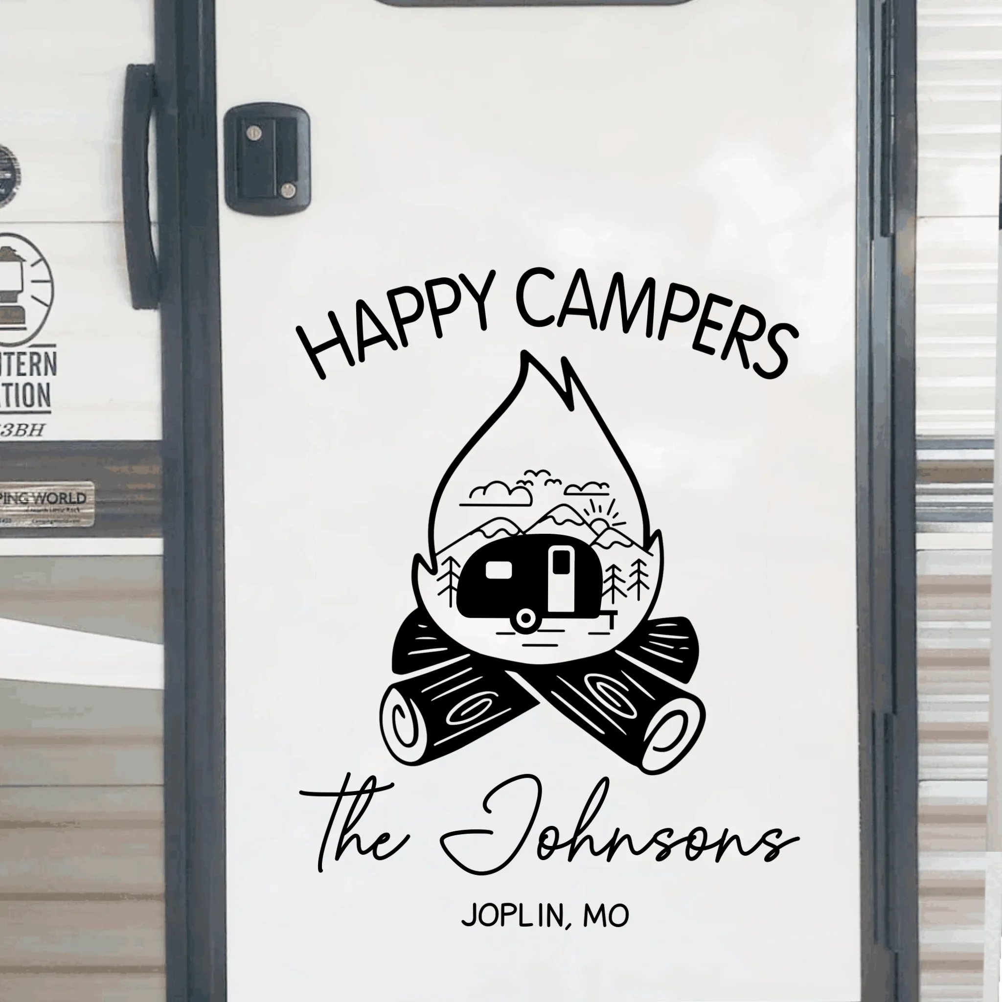 Campfire Happy Campers - Personalized Decal, Gift For Camping Lovers