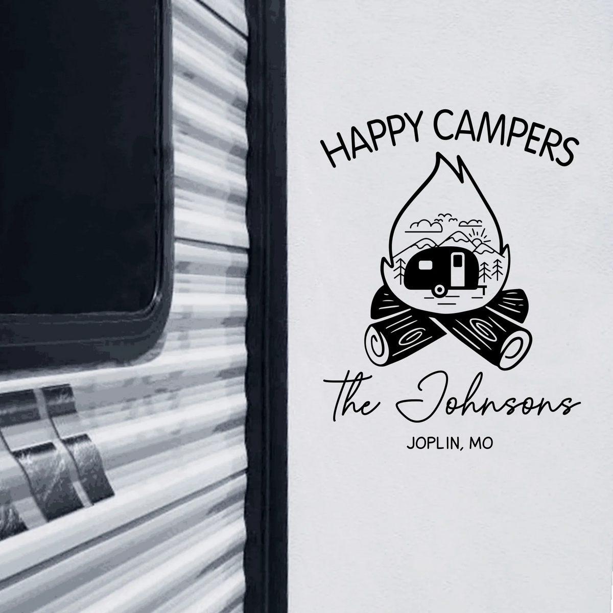 Campfire Happy Campers - Personalized Decal, Gift For Camping Lovers