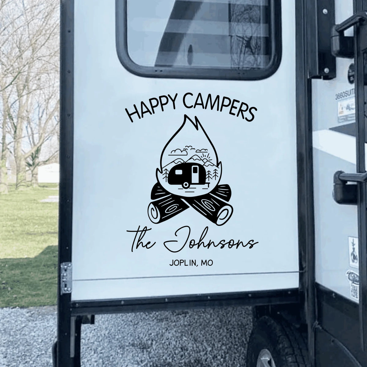 Campfire Happy Campers - Personalized Decal, Gift For Camping Lovers