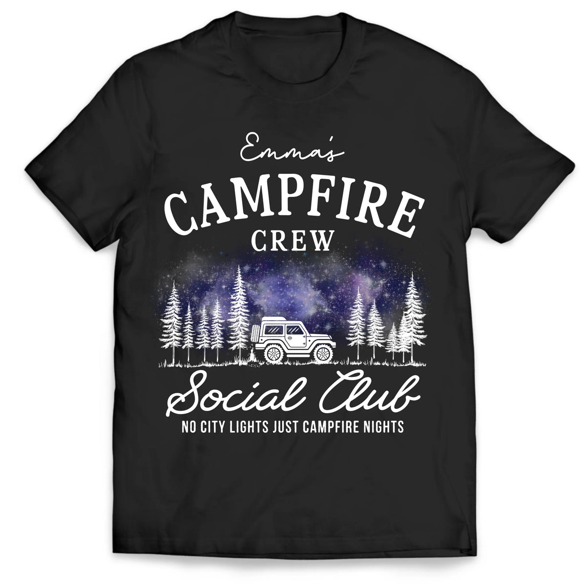 Campfire No City Lights Just Campfire Nights - Personalized T-shirt, Camping Lover Gift, Camping Crew Matching Shirt