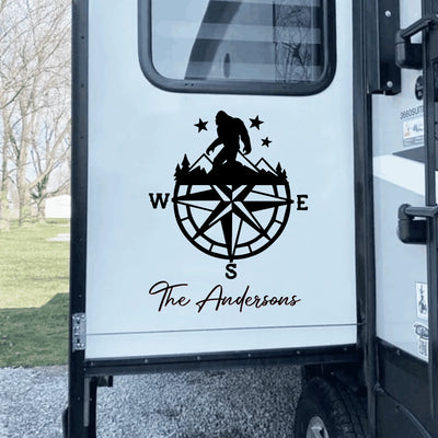 Bigfoot Sasquatch Compass - Personalized Decal, Gift For Camping Lover