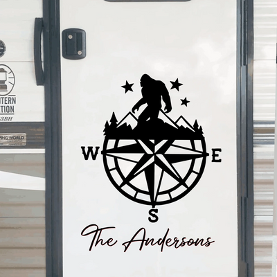 Bigfoot Sasquatch Compass - Personalized Decal, Gift For Camping Lover