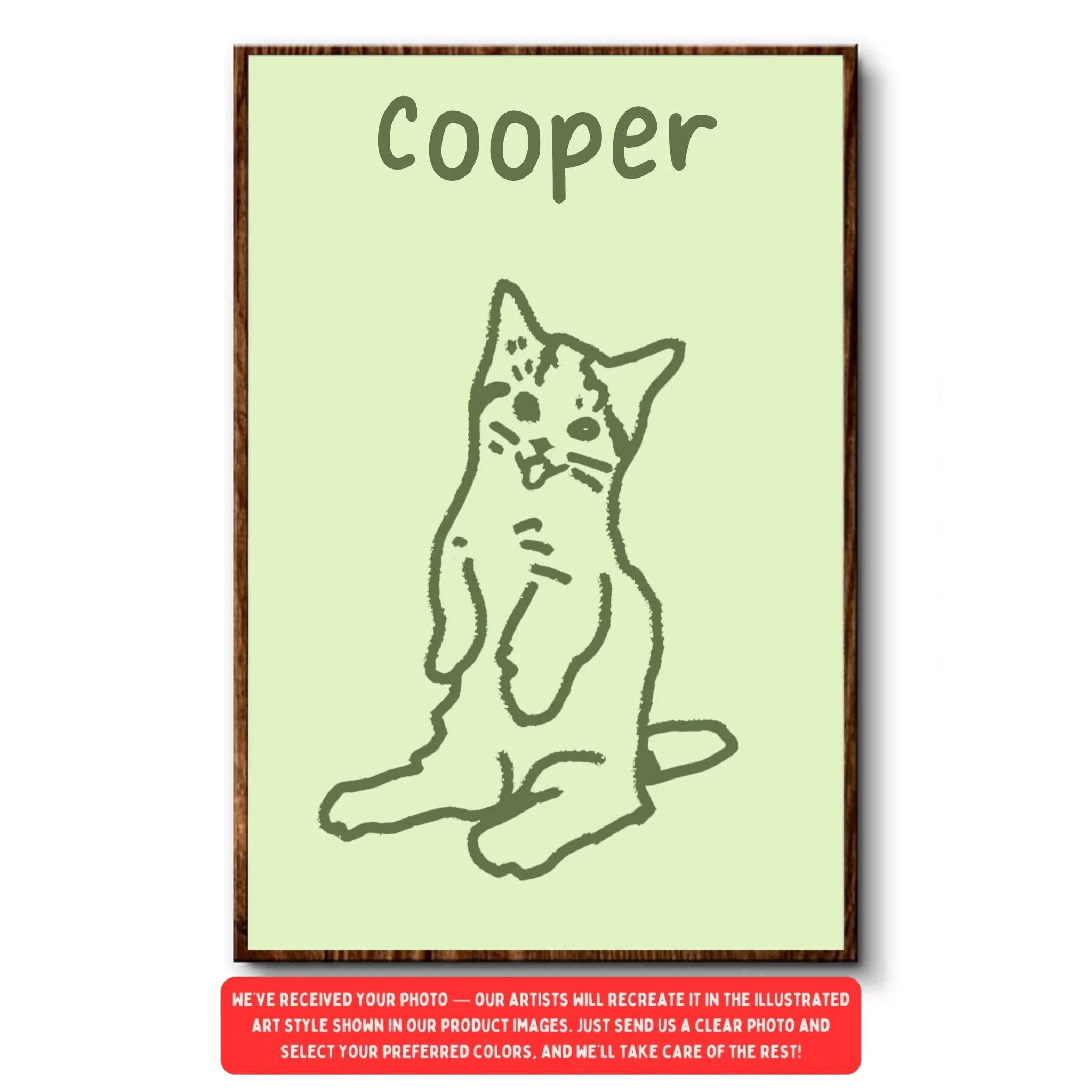 Cat Line Art From Photo - Personalized Poster, Bad Cat Portrait, Funny Pet Portrait, Cat Lover Gift