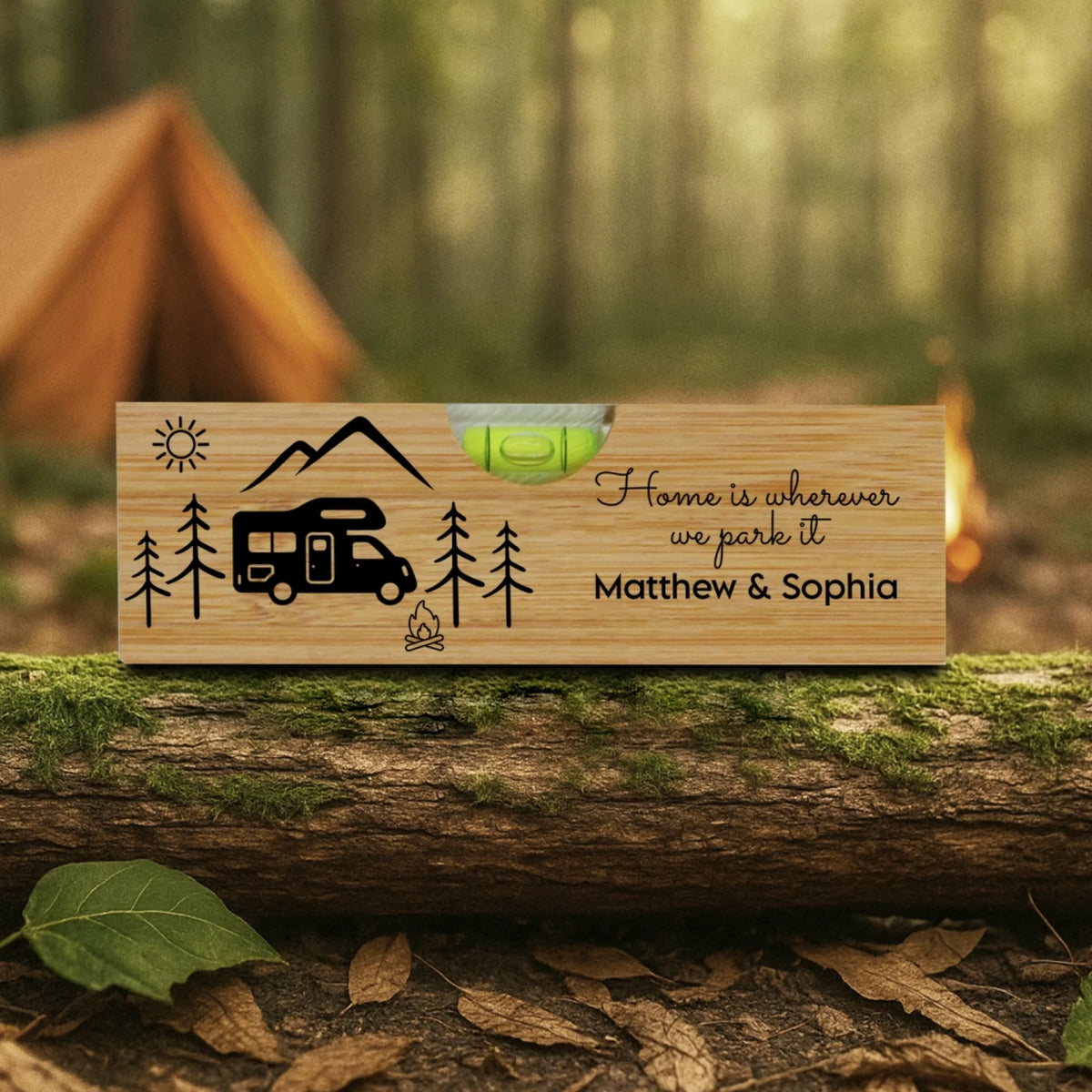 Home Is Wherever We Park It - Personalized Spirit Level Bottle Opener, Camping Lover
