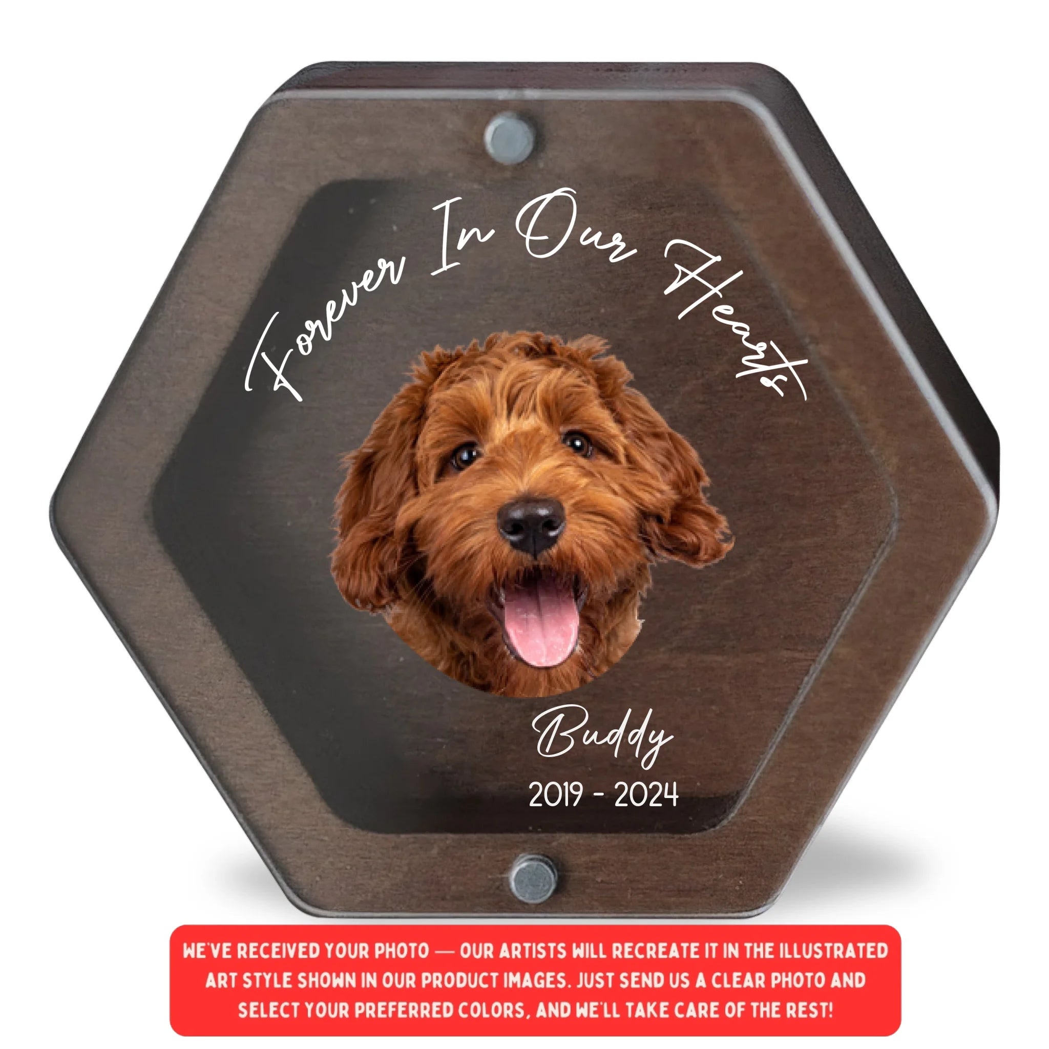 Memorial Line Art, Forever In Our Hearts - Personalized Memorial Box, Memorial Gift For Dog Lover