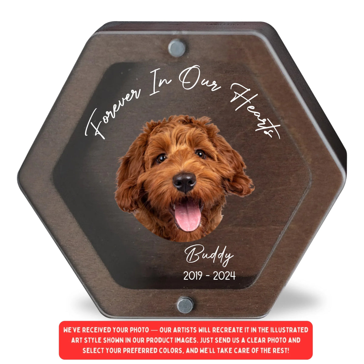 Memorial Line Art, Forever In Our Hearts - Personalized Memorial Box, Memorial Gift For Dog Lover