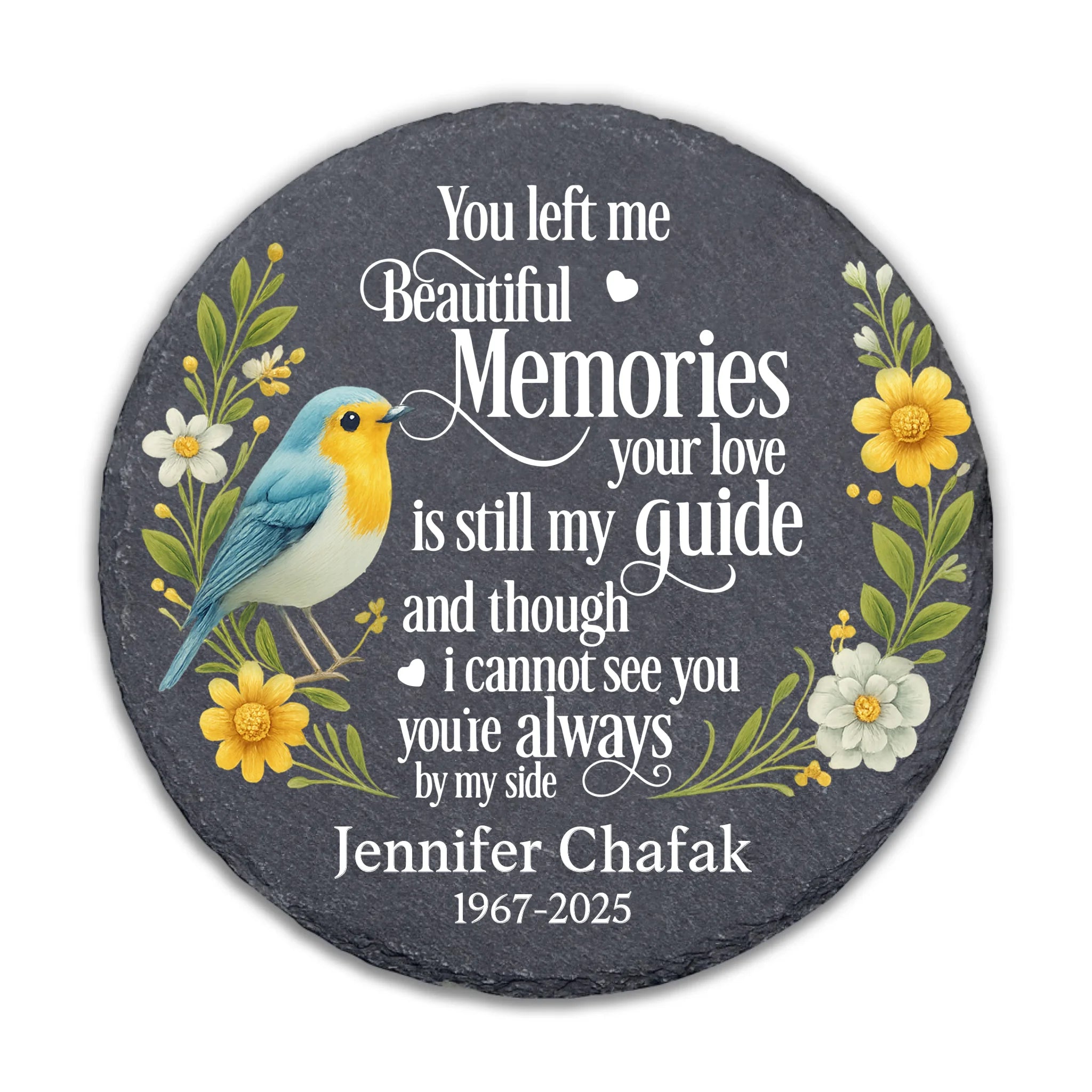 Your Love is Still My Guide Robin Bird & Floral - Personalized Memorial Stone, Memorial Gift For Family