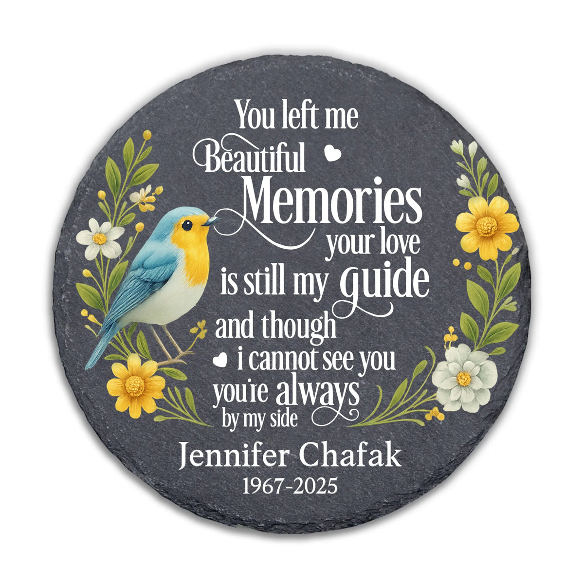 Your Love is Still My Guide Robin Bird &amp; Floral - Personalized Memorial Stone, Memorial Gift For Family