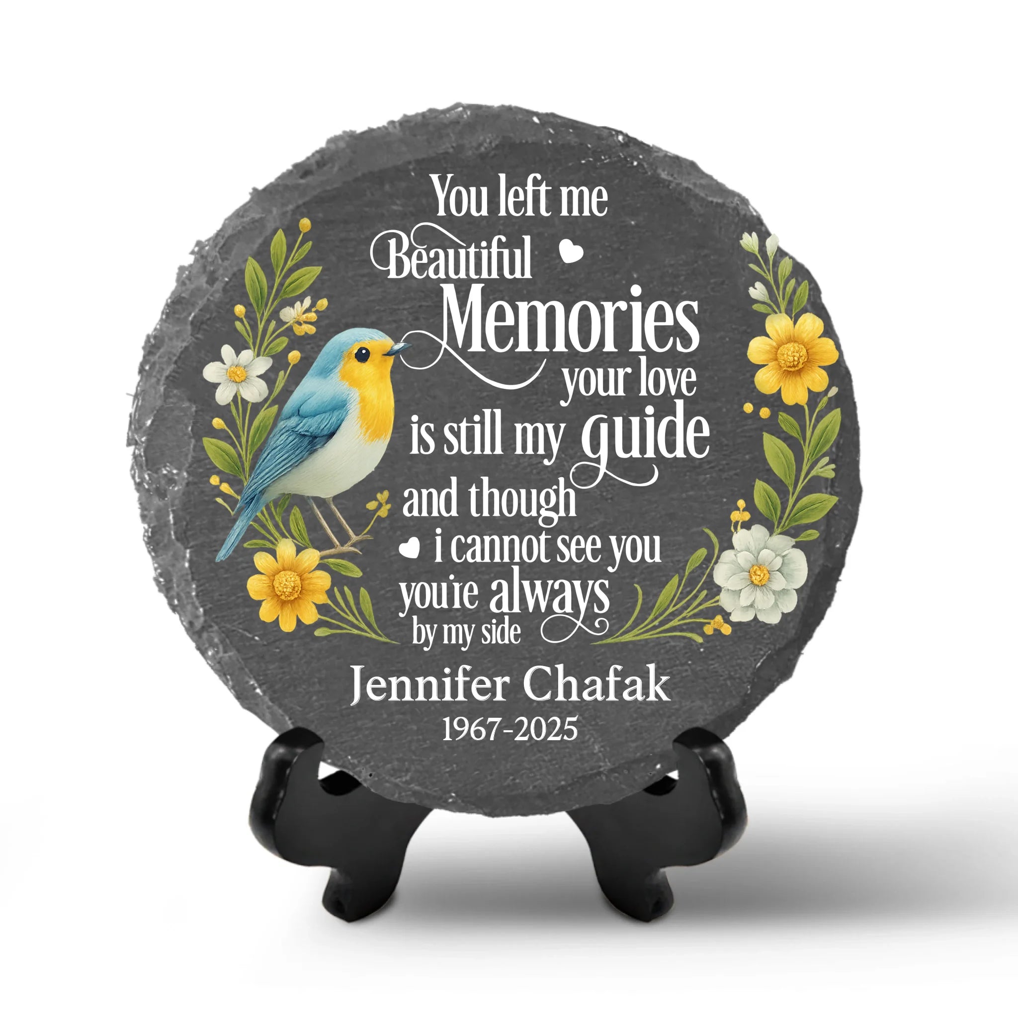 Your Love is Still My Guide Robin Bird & Floral - Personalized Memorial Stone, Memorial Gift For Family