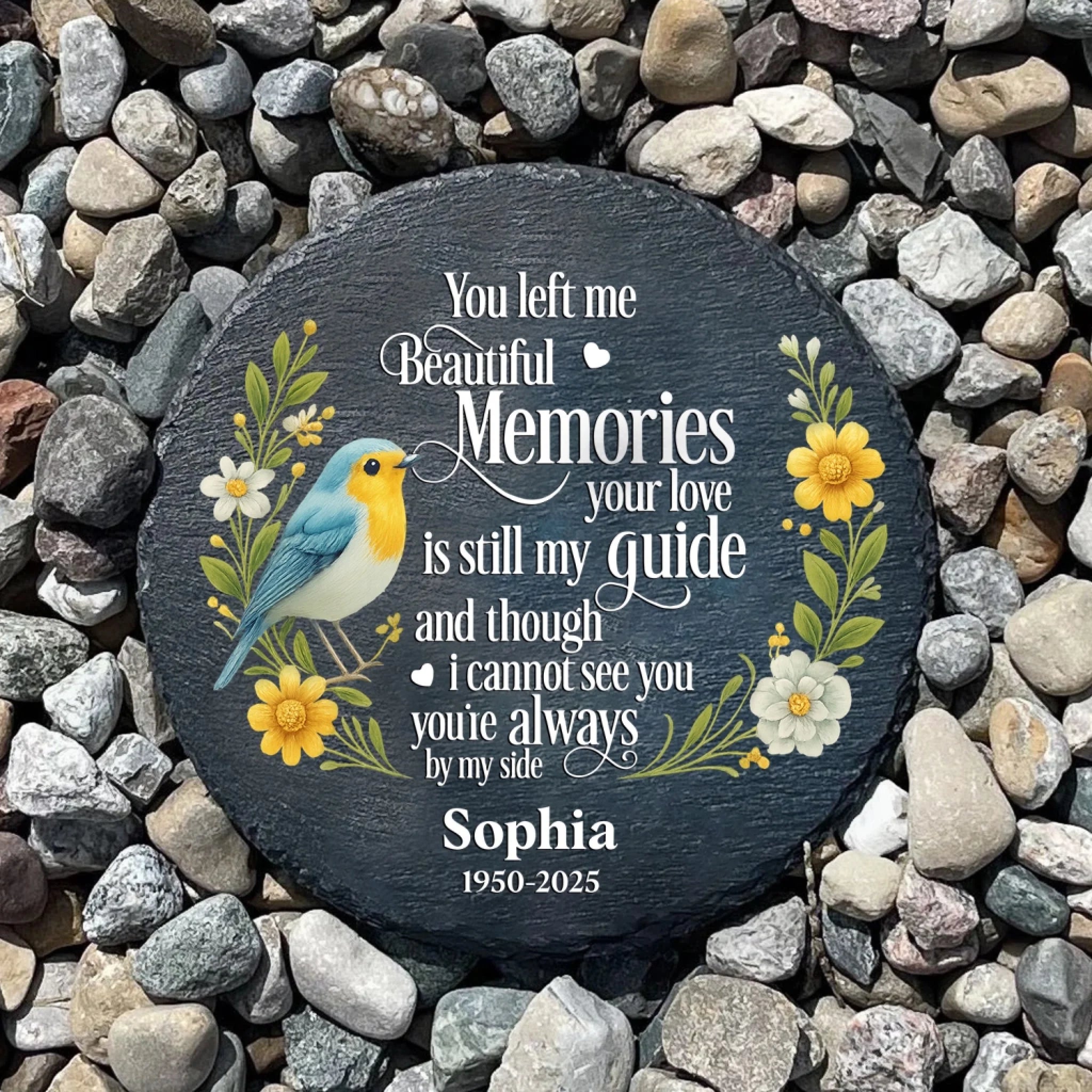 Your Love is Still My Guide Robin Bird & Floral - Personalized Memorial Stone, Memorial Gift For Family