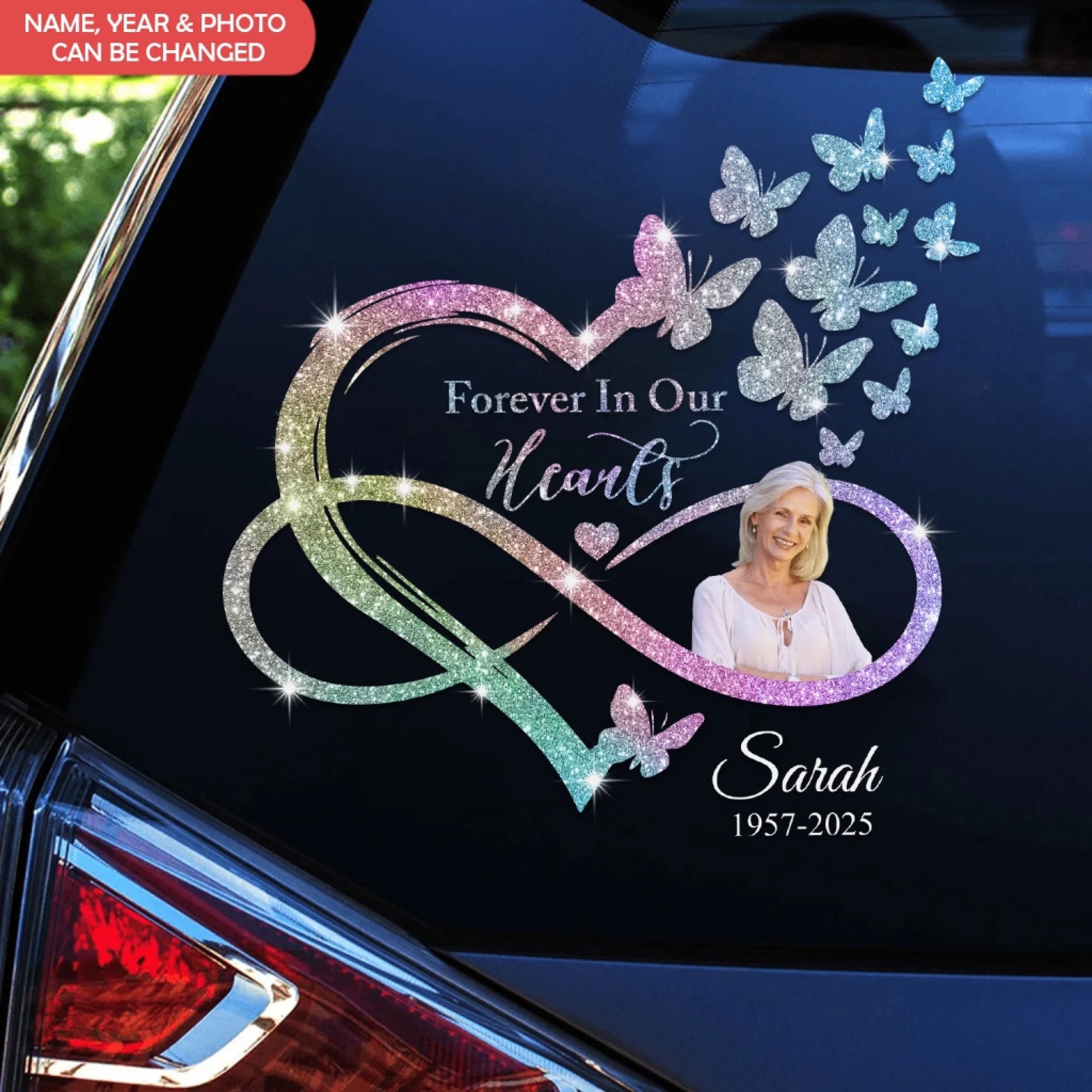 In Loving Memory Gift, Forever In Our Hearts - Personalized Decal, Memorial Gift