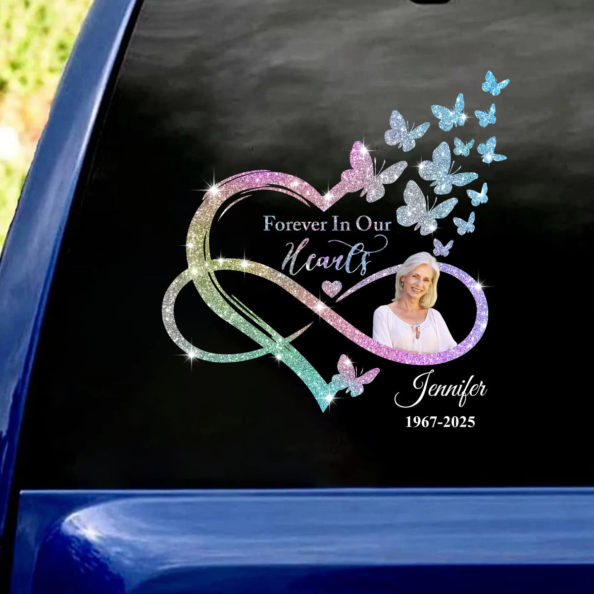 In Loving Memory Gift, Forever In Our Hearts - Personalized Decal, Memorial Gift