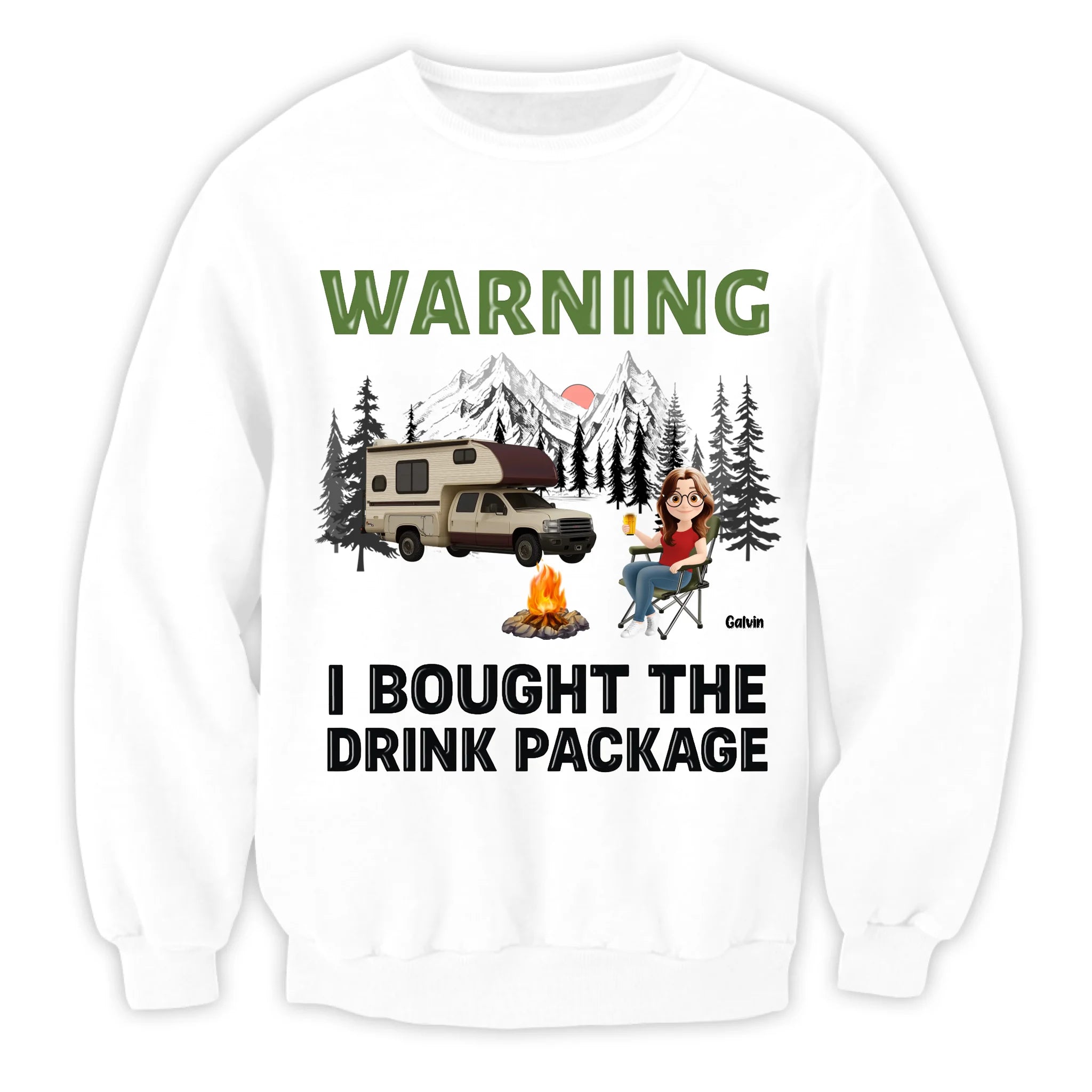 Warning We Bought The Drink Package - Personalized T-Shirt, Gift For Camping Lovers