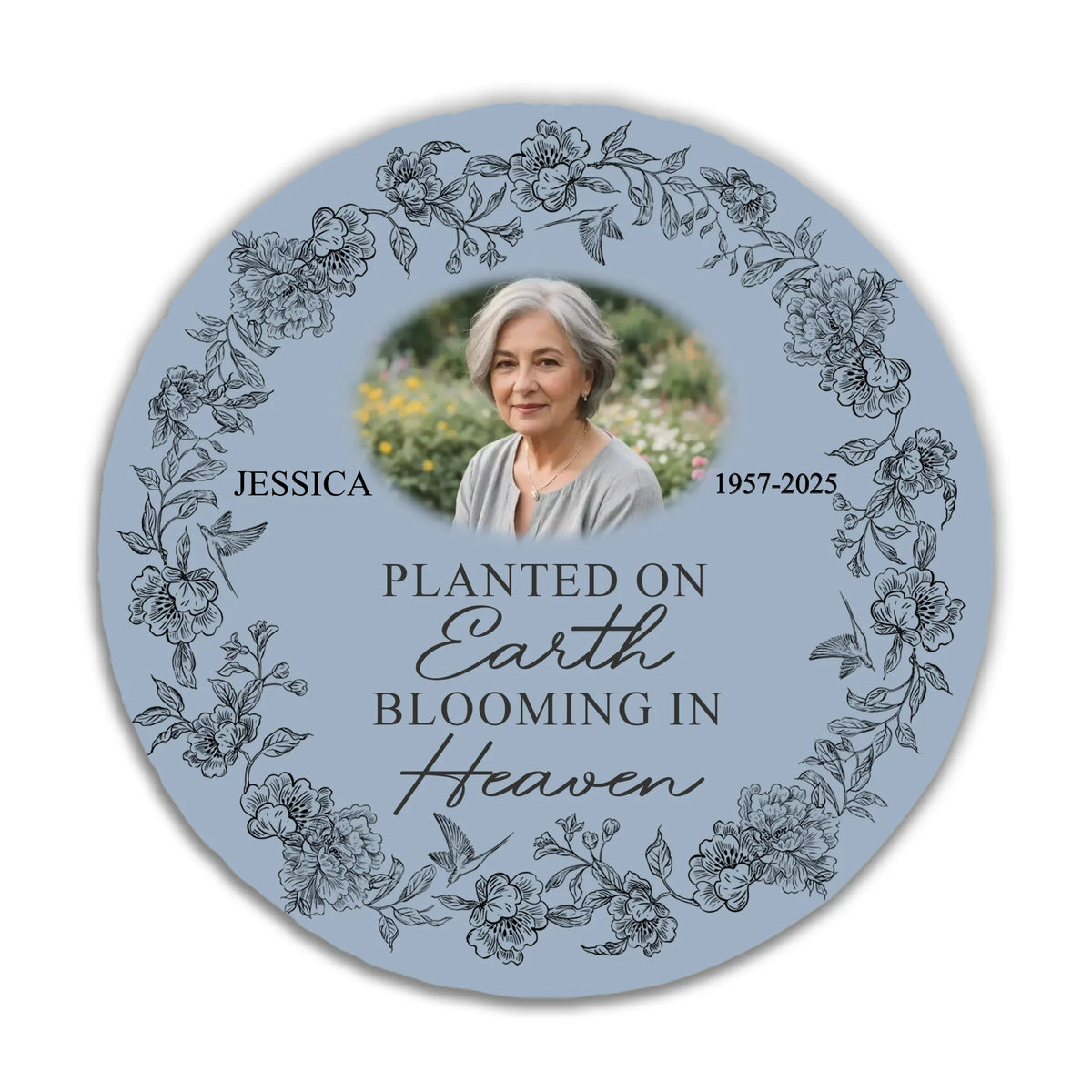 Planted On Earth Blooming In Heaven - Personalized Memorial Stone, Memorial Gift, Loss Of a Loved One Gift