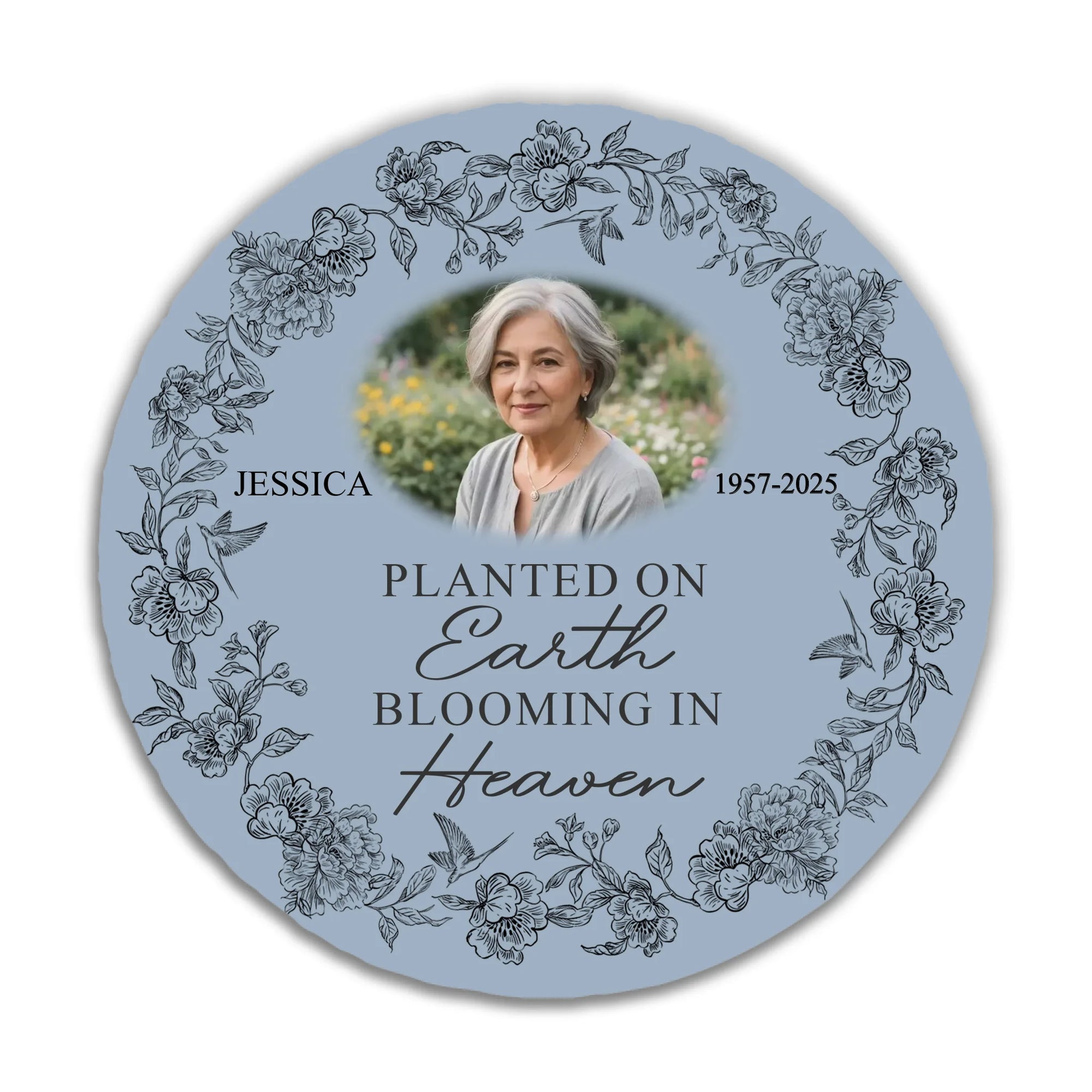 Planted On Earth Blooming In Heaven - Personalized Memorial Stone, Memorial Gift, Loss Of a Loved One Gift