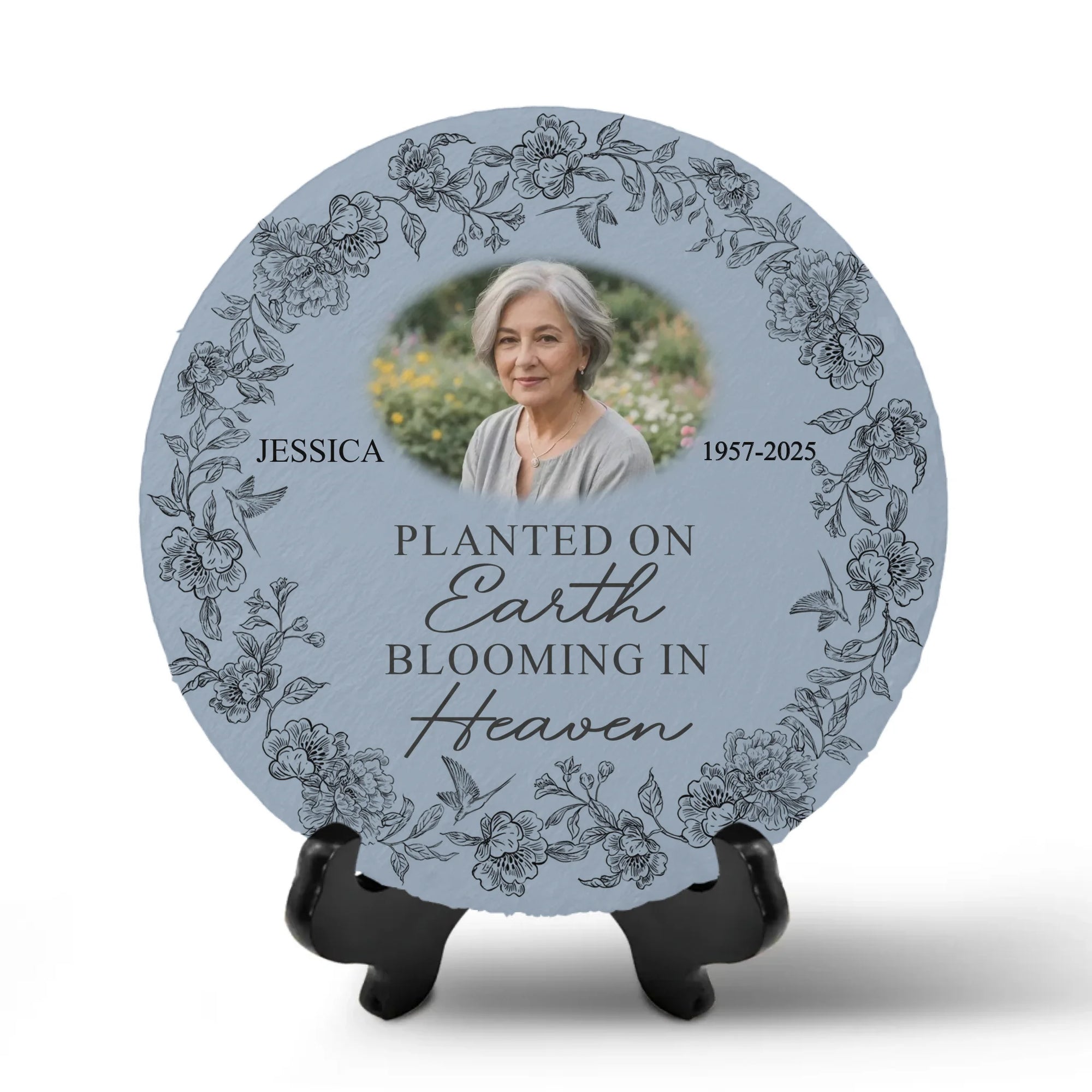 Planted On Earth Blooming In Heaven - Personalized Memorial Stone, Memorial Gift, Loss Of a Loved One Gift
