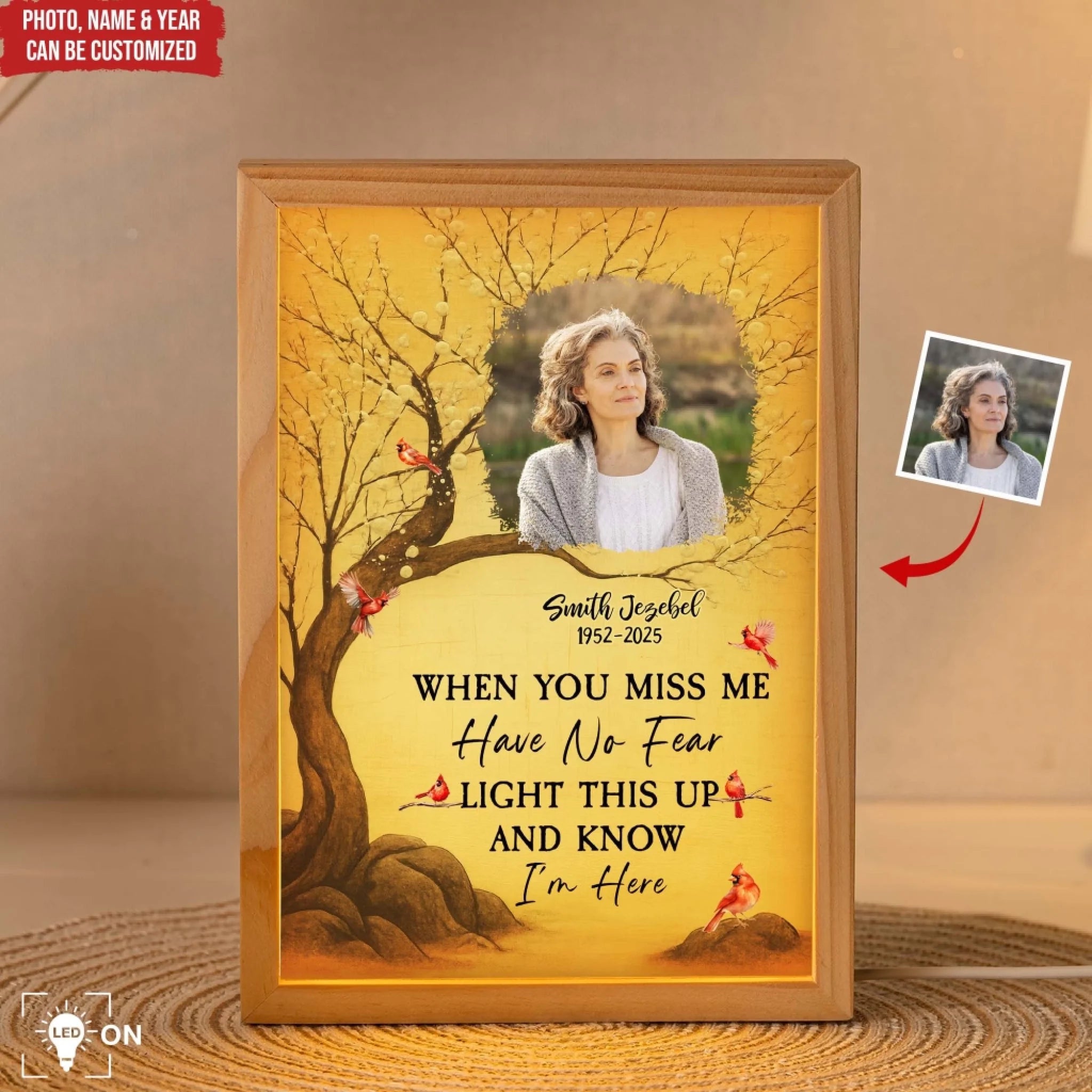 Light This Up And Know I'm Here - Personalized Frame Light Box, Memorial Gift