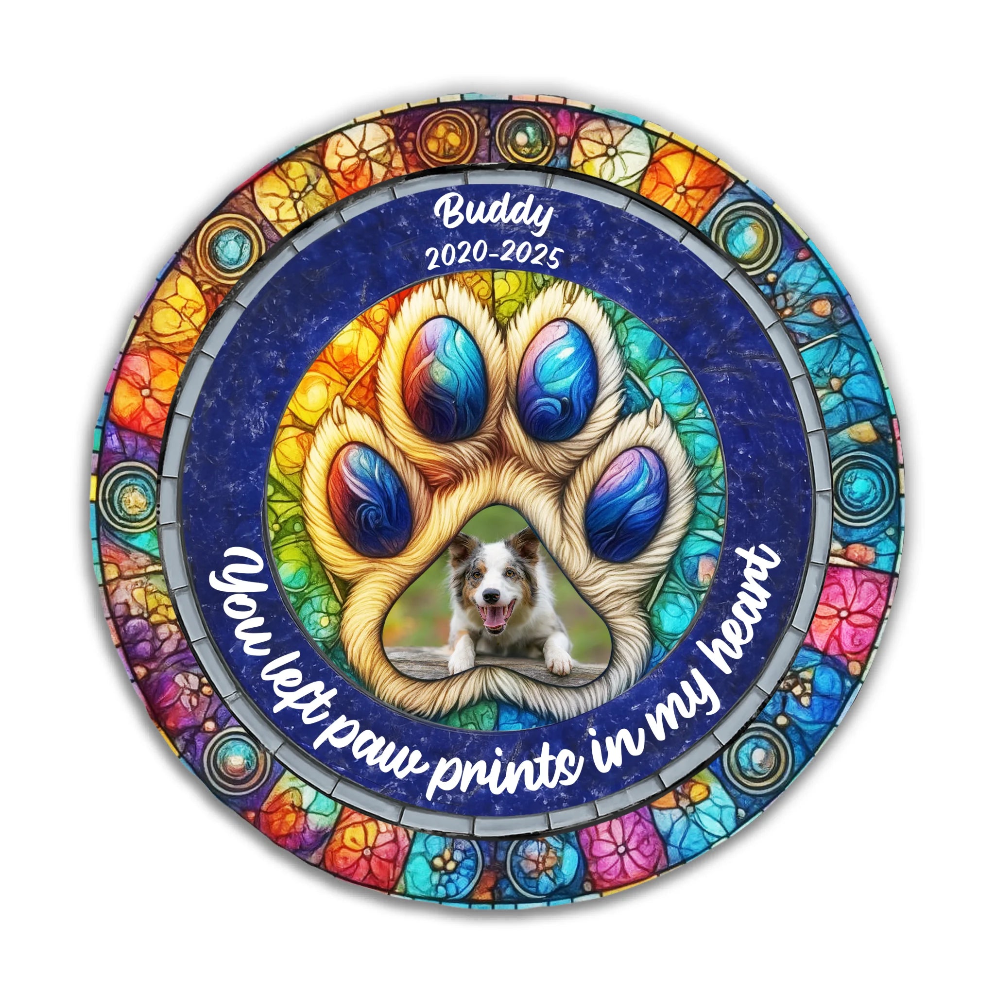 You Left Paw Prints In My Heart Forever - Personalized Memorial Stone, Loss Of Pet Gift