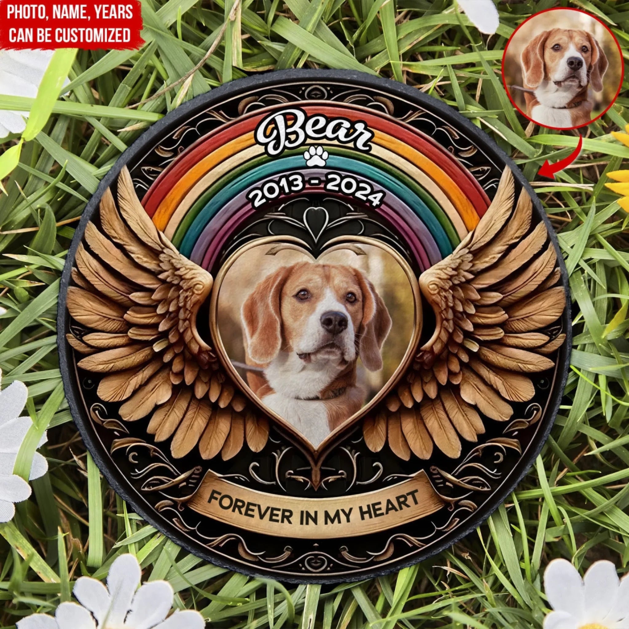 Forever In My Heart Memorial Dog - Personalized Memorial Stone, Memorial Gift For Dog Lover