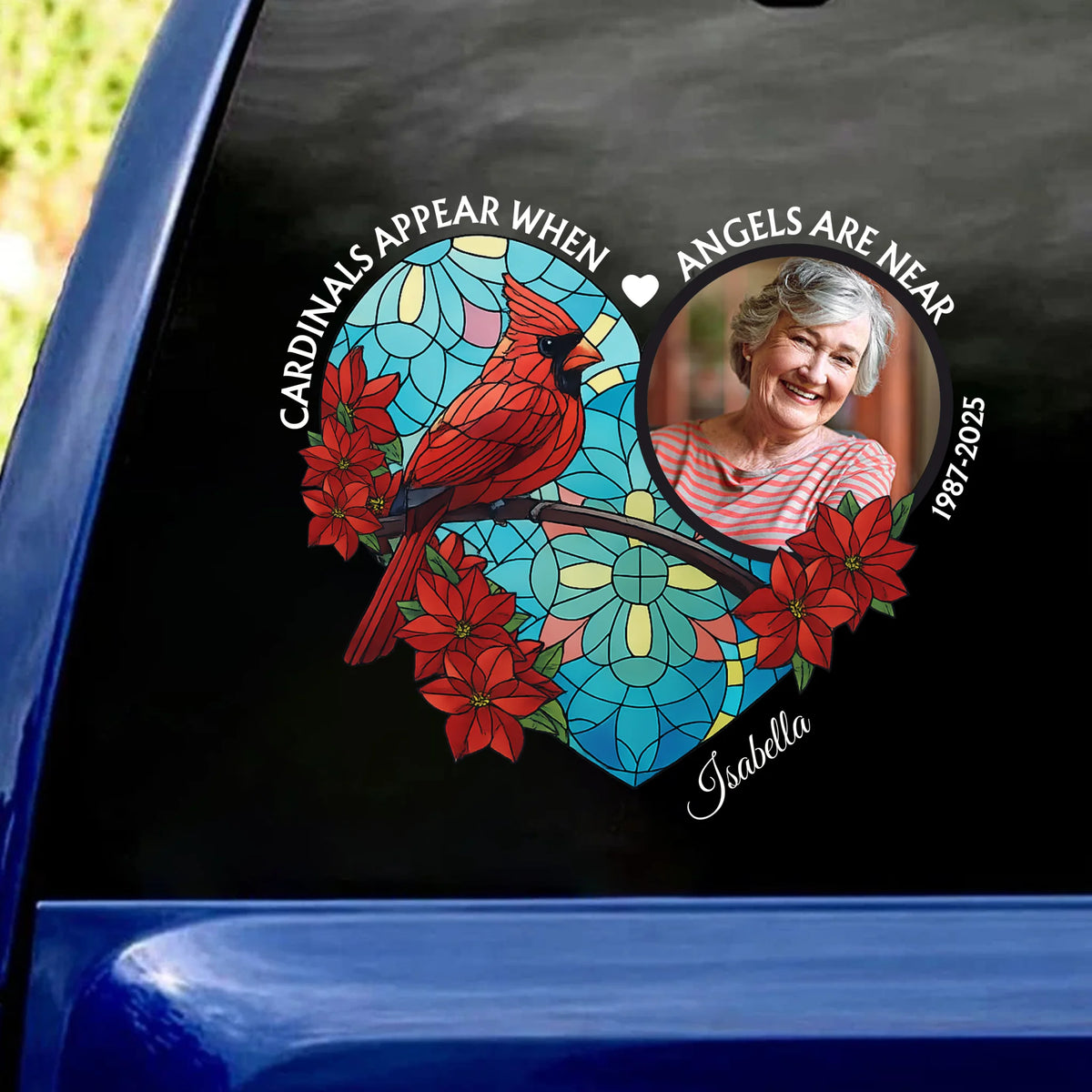 In Loving Memory Cardinals Appear When Angels Are Near - Personalized Decal, Memorial Gift