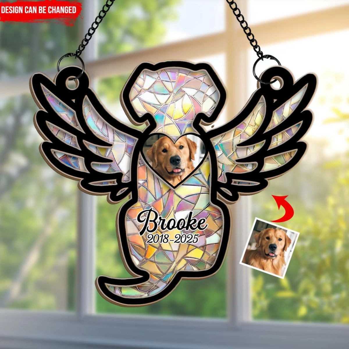 Pet Loss With Wings - Personalized Window Hanging Suncatcher, Memorial Gift For Pet Lover